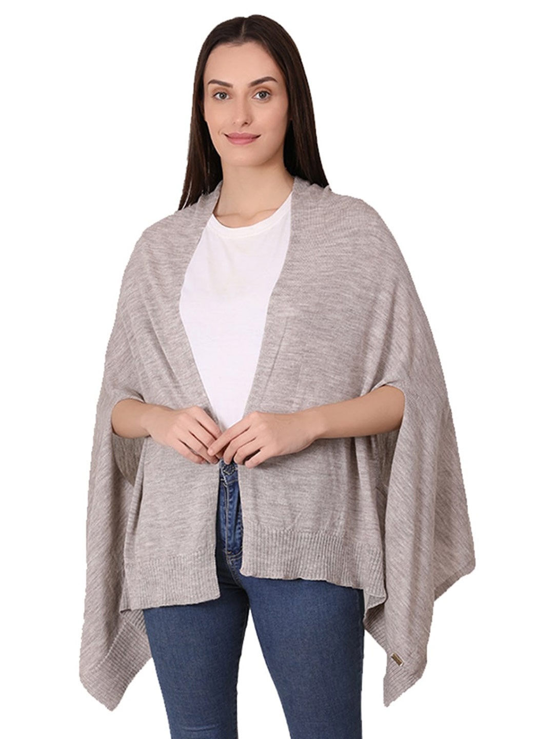 

Pluchi Woollen Open Front Shrug, Beige