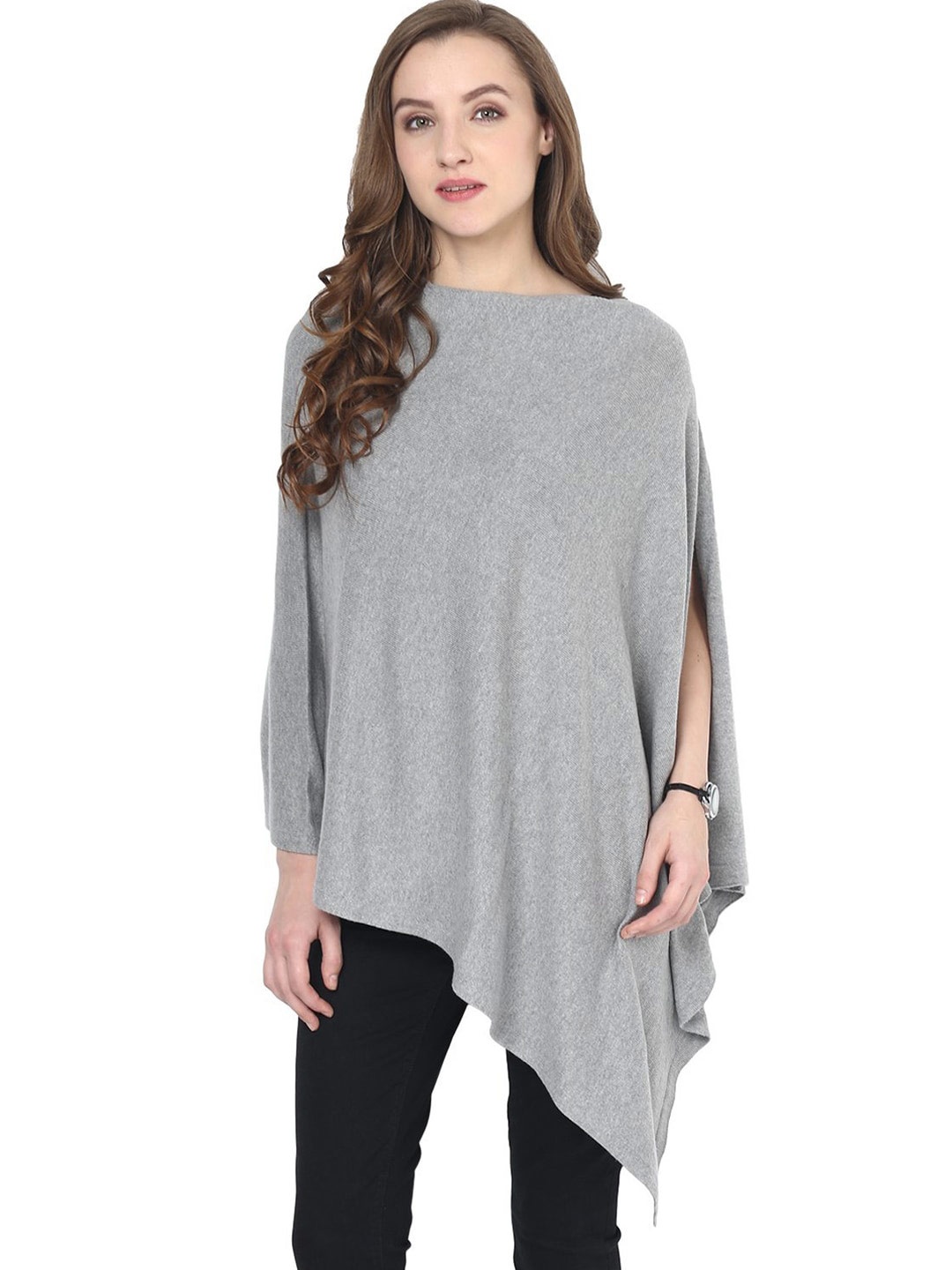 

Pluchi Slit Sleeves Cotton Top, Grey
