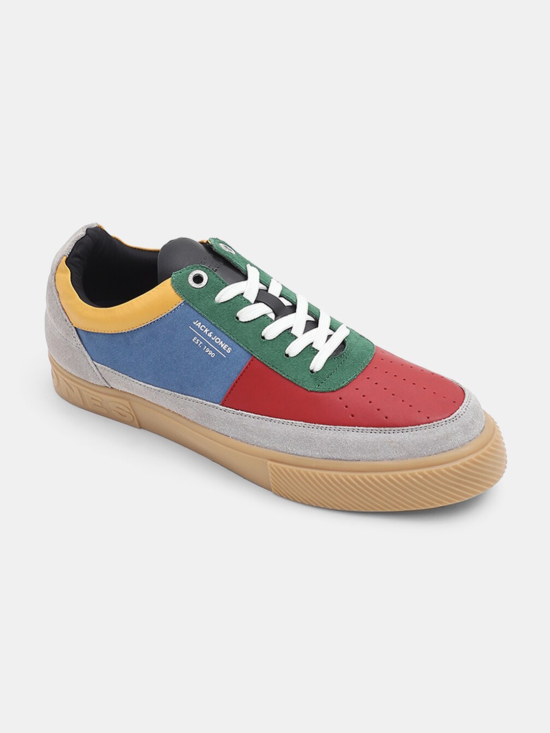 

Jack & Jones Men Colourblocked Leather Lace-Up Sneakers, Red