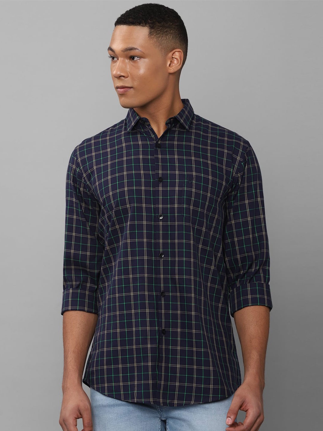 

Allen Solly Slim Fit Tartan Checks Opaque Pure Cotton Casual Shirt, Purple