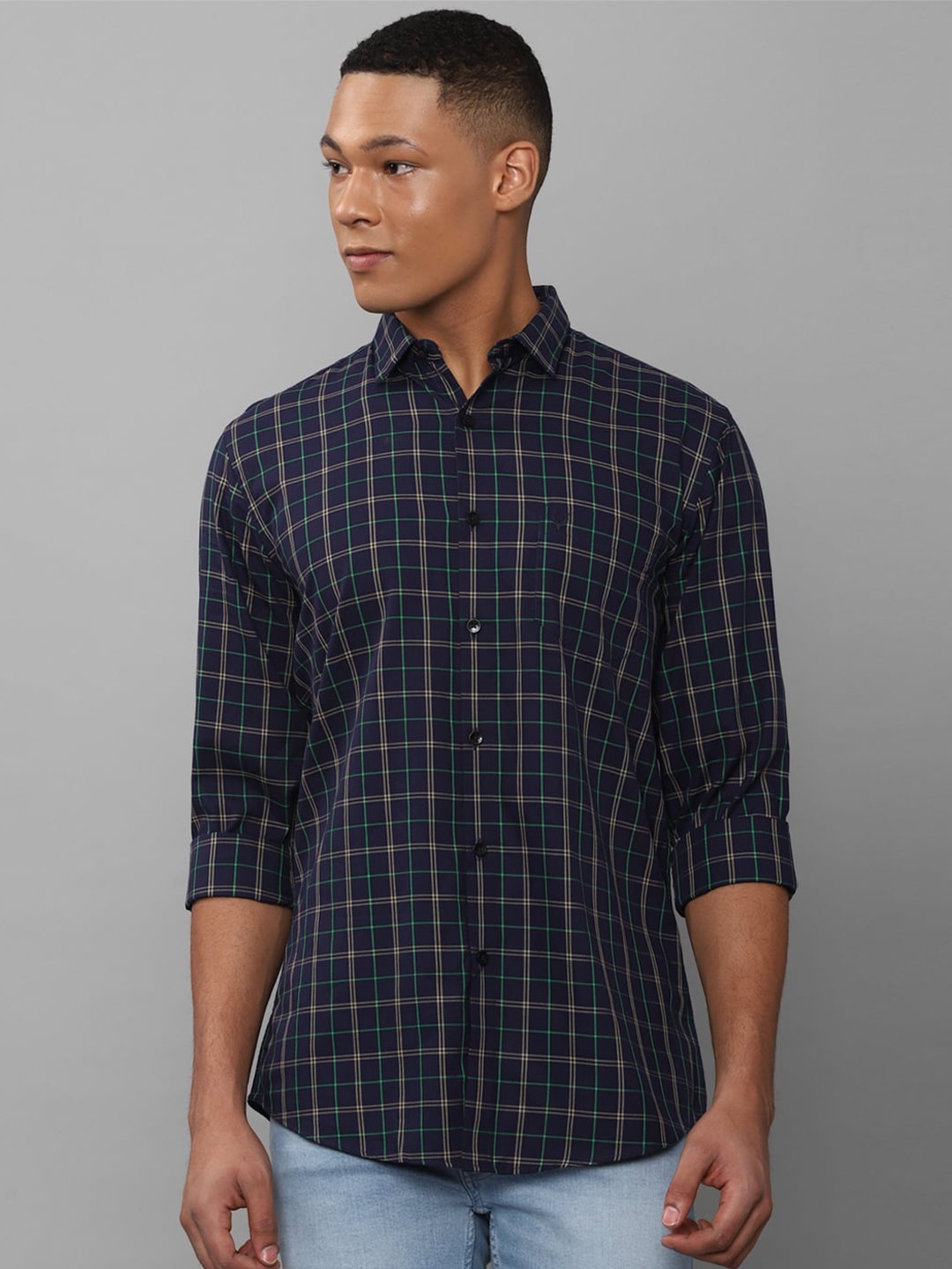 

Allen Solly Slim Fit Tartan Checked Pure Cotton Casual Shirt, Purple