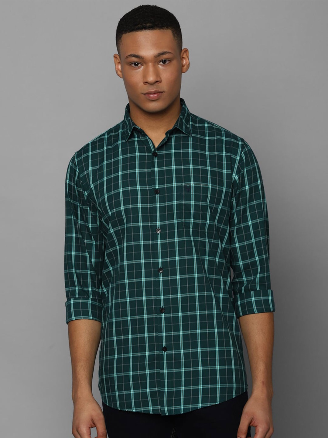 

Allen Solly Checked Classic Slim Fit Cotton Casual Shirt, Green