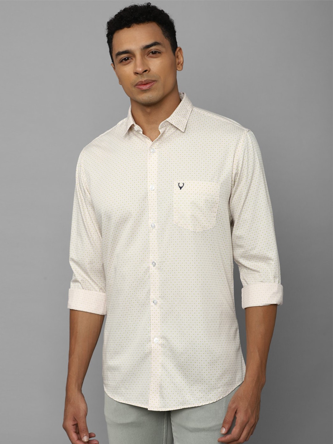 

Allen Solly Micro Ditsy Printed Slim Fit Pure Cotton Casual Shirt, Beige
