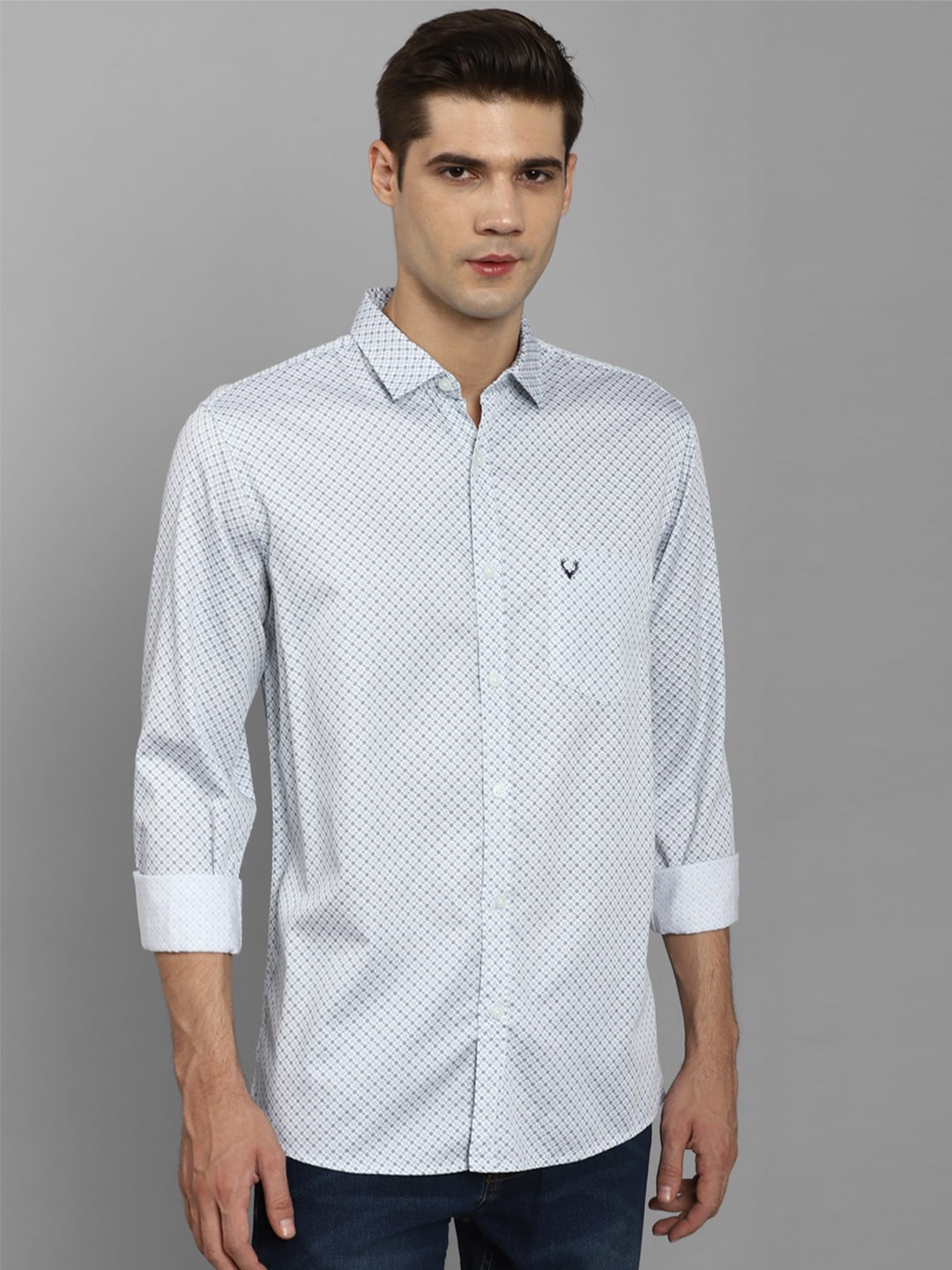 

Allen Solly Geometric Printed Custom Fit Pure Cotton Casual Shirt, Blue