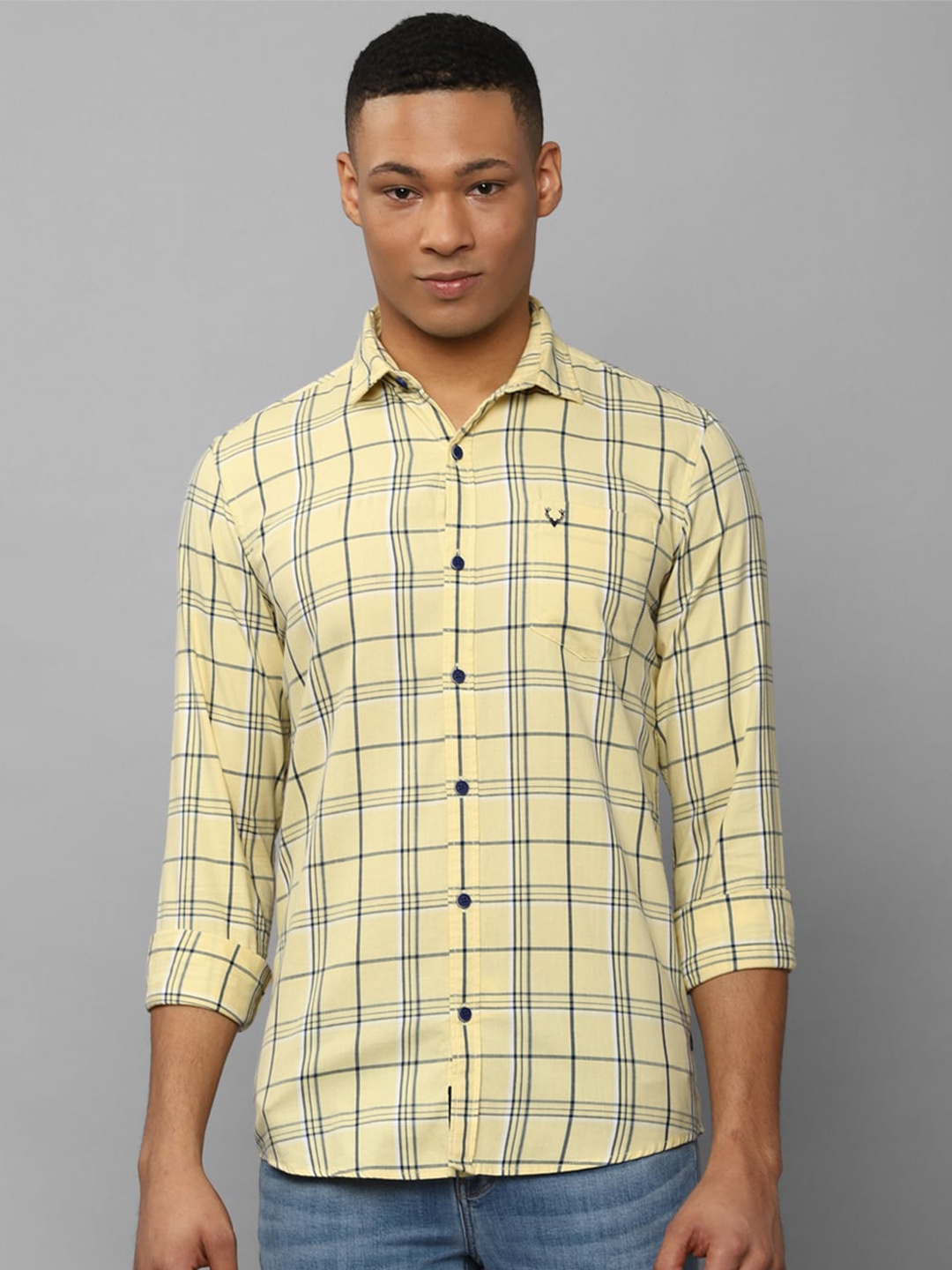 

Allen Solly Checked Cotton Opaque Casual Shirt, Yellow