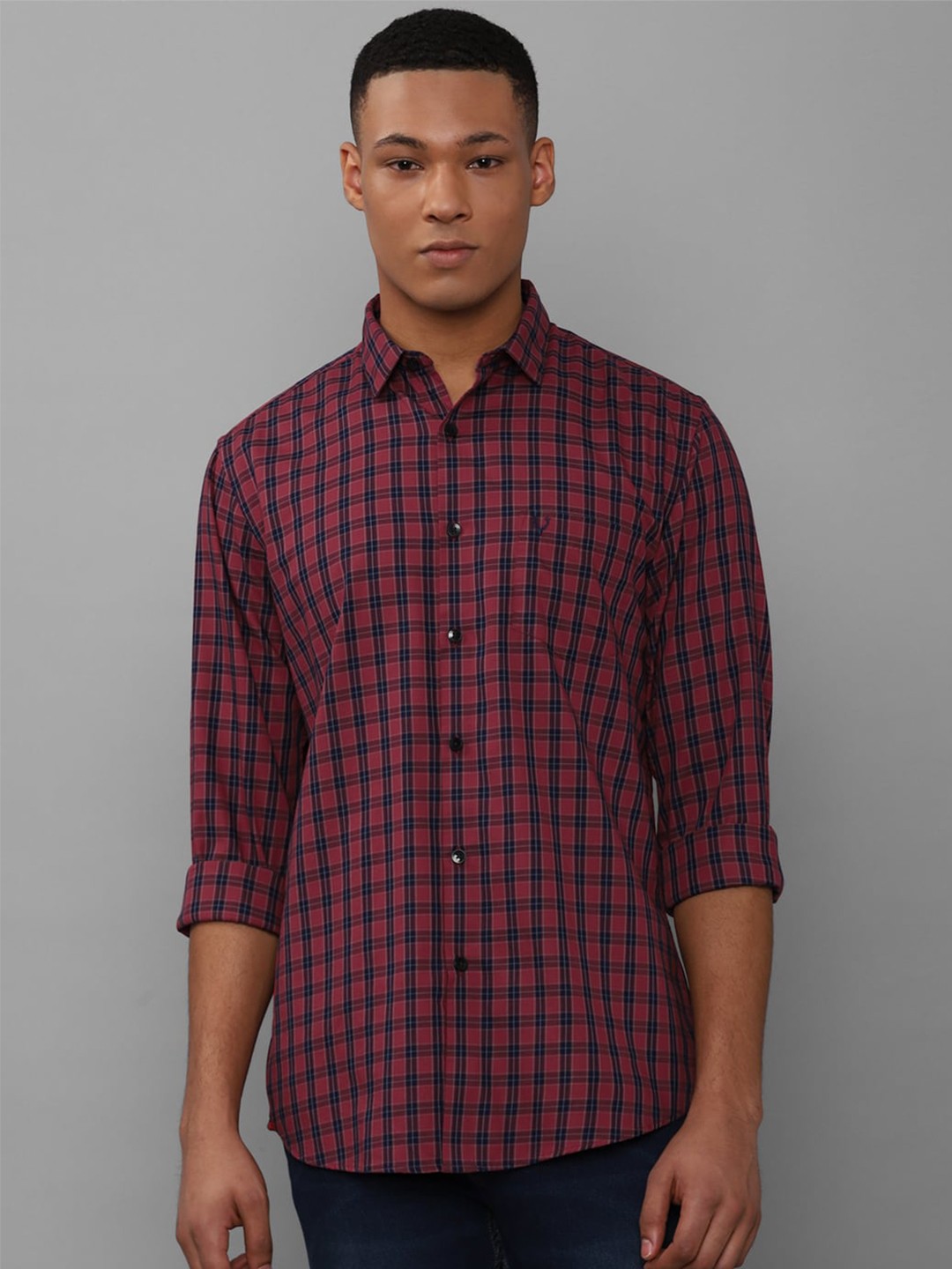 

Allen Solly Slim Fit Tartan Checked Opaque Cotton Casual Shirt, Maroon
