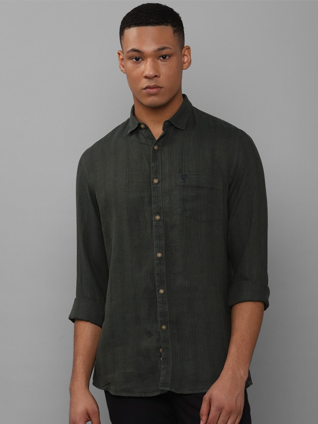 

Allen Solly Striped Slim Fit Cotton Casual Shirt, Green