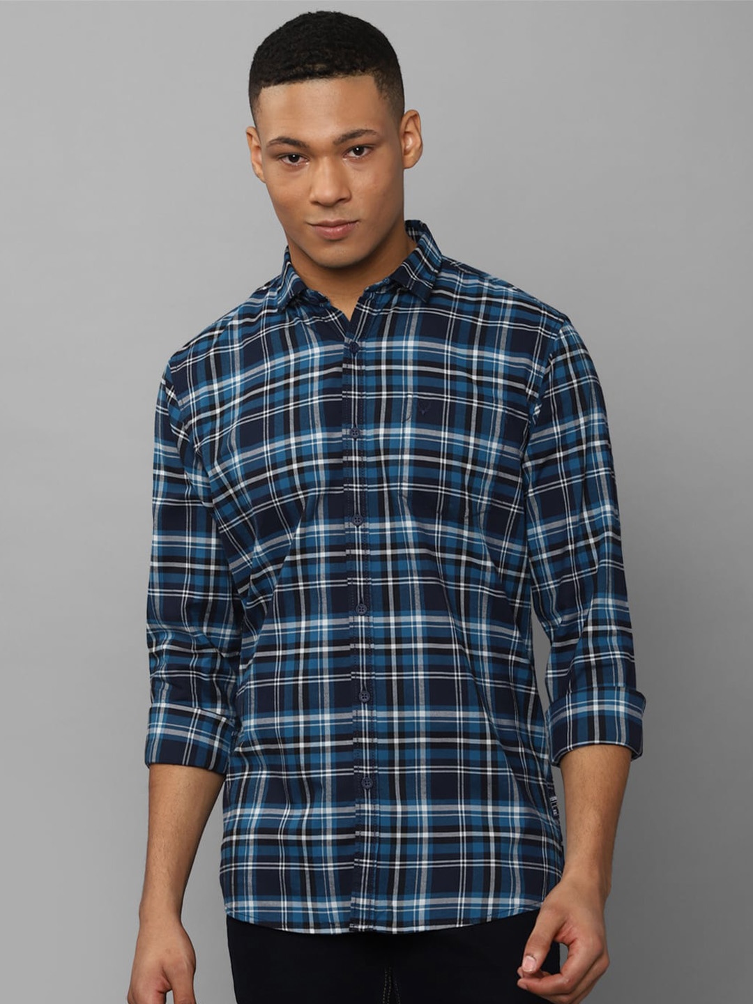 

Allen Solly Tartan Checked Pure Cotton Casual Shirt, Navy blue