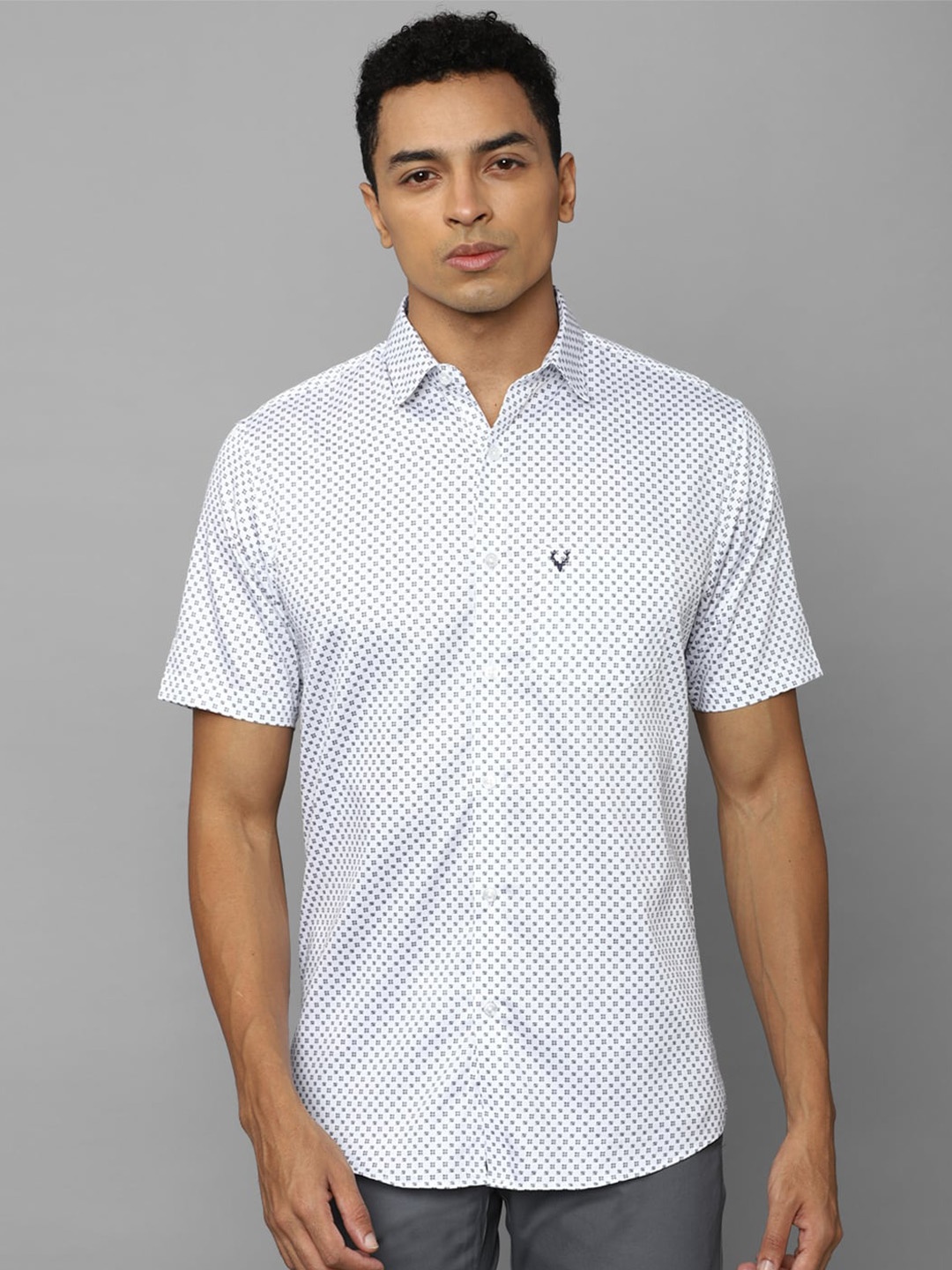 

Allen Solly Men Slim Fit Printed Pure Cotton Casual Shirt, White