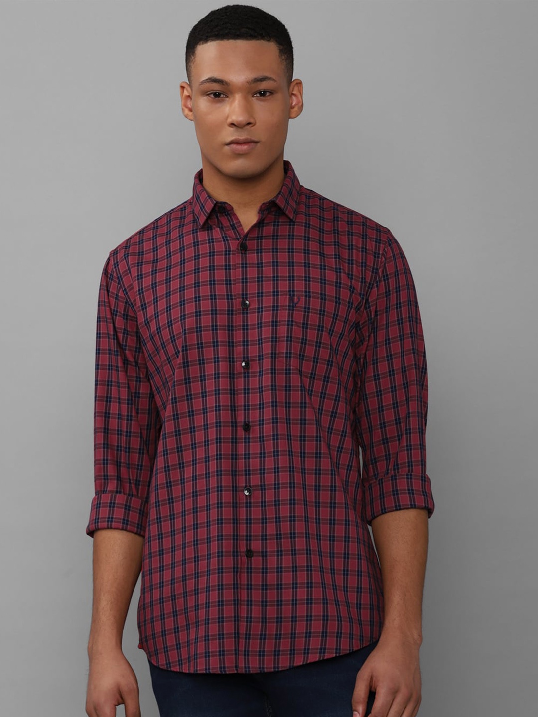 

Allen Solly Slim Fit Tartan Checked Pure Cotton Casual Shirt, Maroon