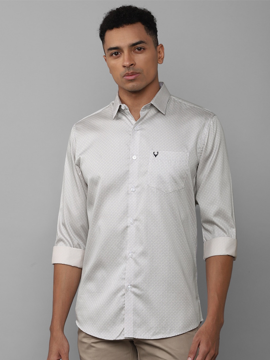 

Allen Solly Slim Micro Ditsy Printed Fit Pure Cotton Casual Shirt, Grey