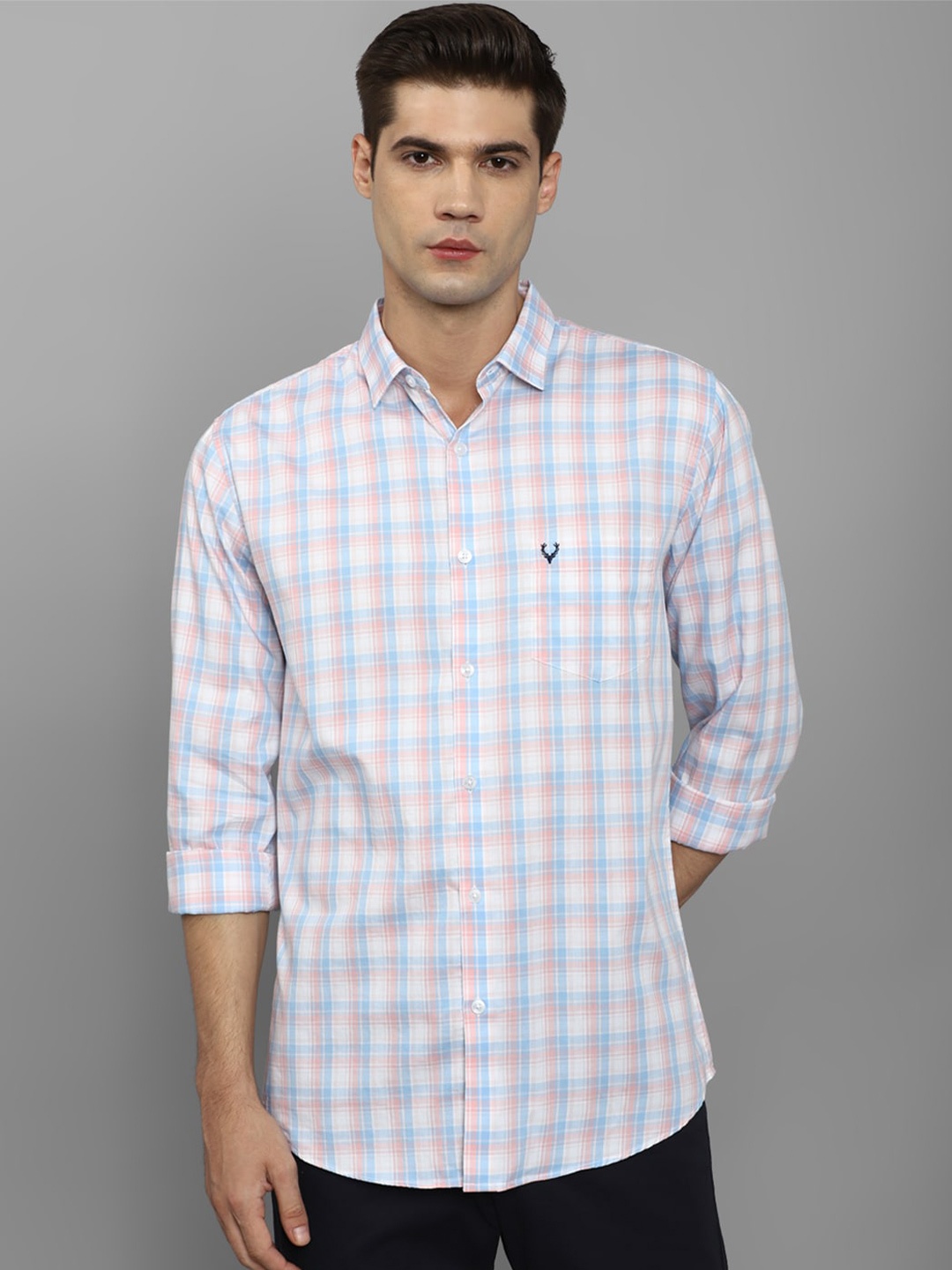 

Allen Solly Slim Fit Gingham Checked Opaque Cotton Casual Shirt, White
