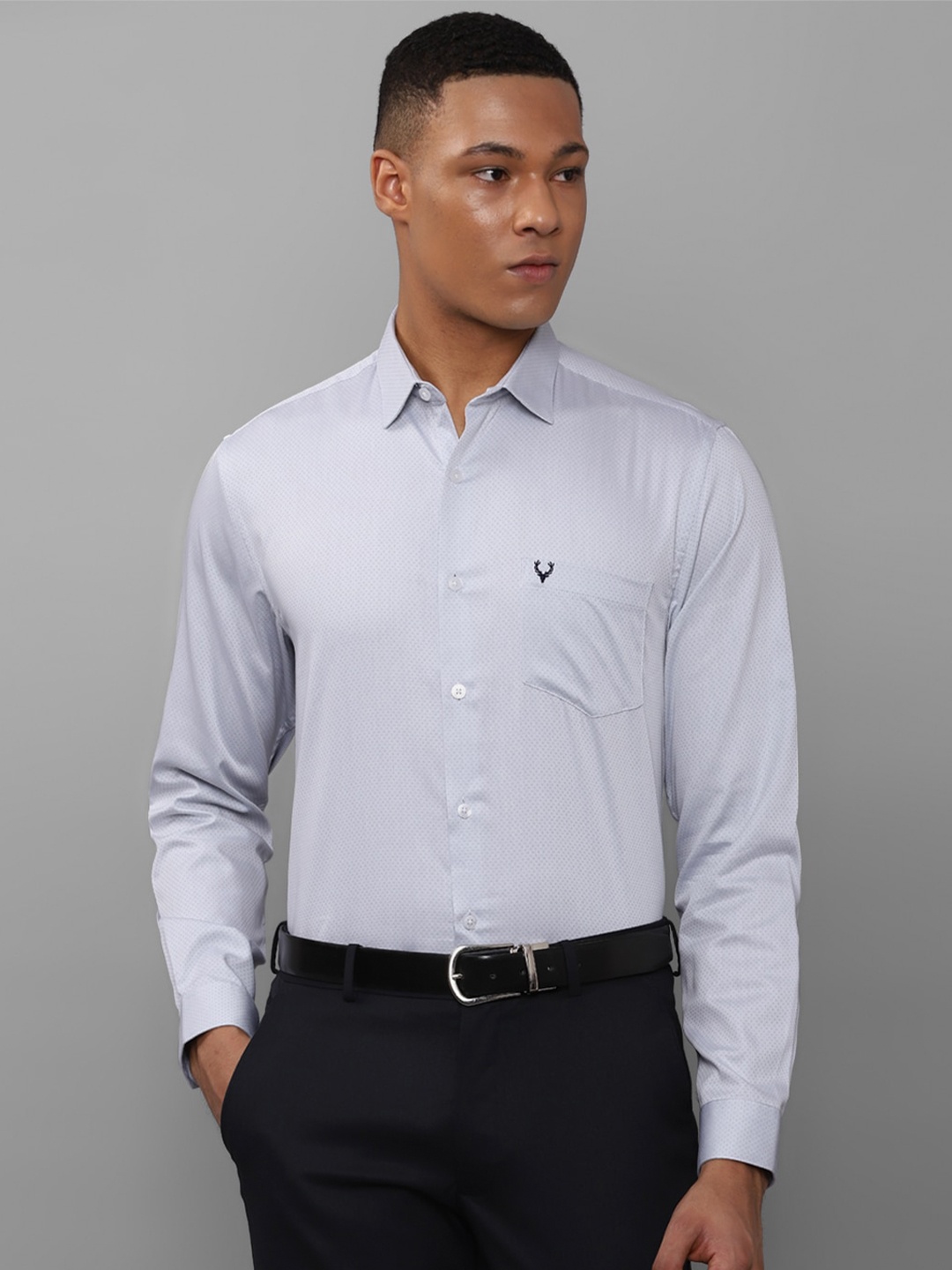 

Allen Solly Textured Pure Cotton Slim Fit Opaque Formal Shirt, Blue