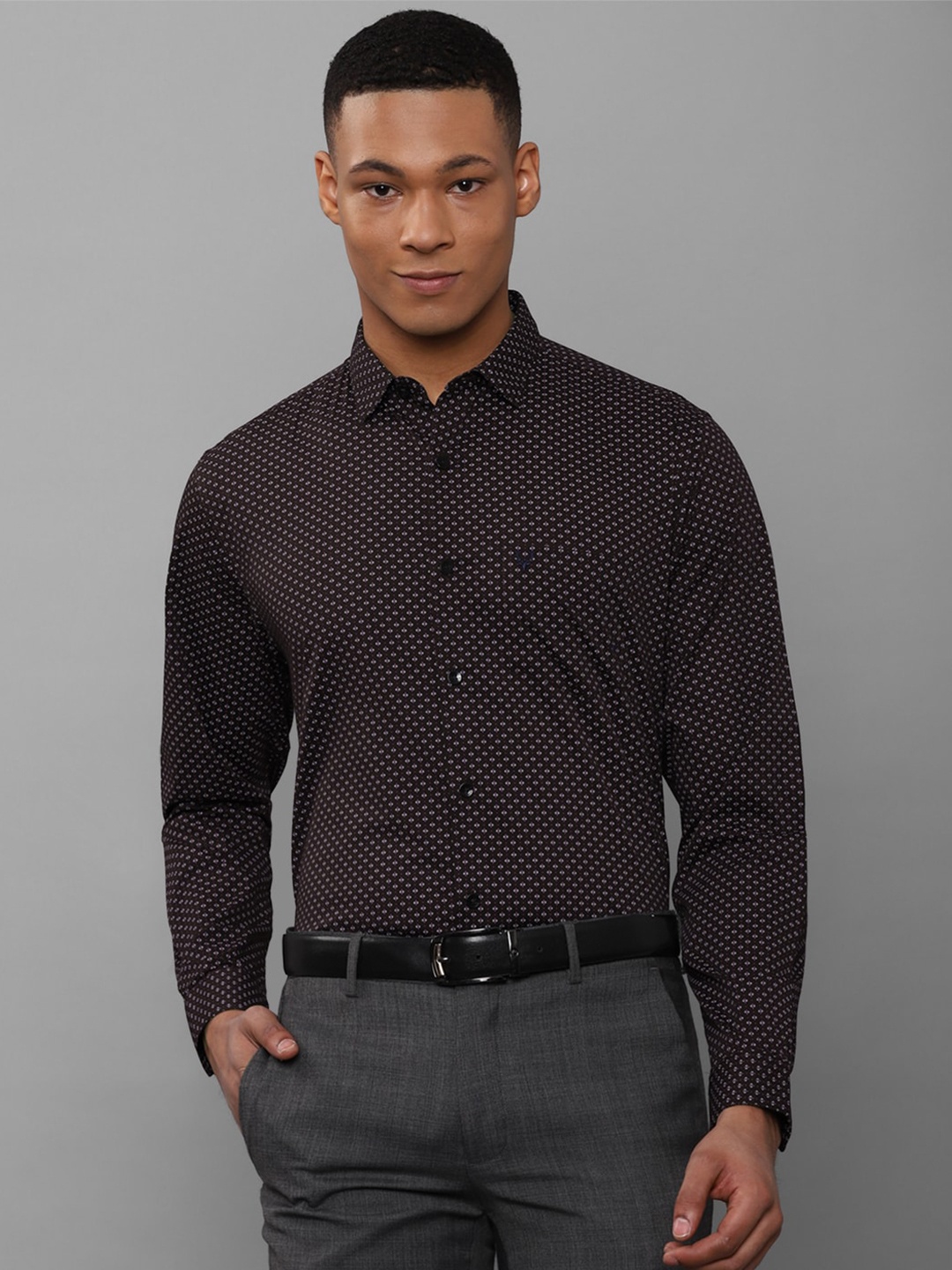 

Allen Solly Slim Fit Opaque Printed Pure Cotton Casual Shirt, Brown