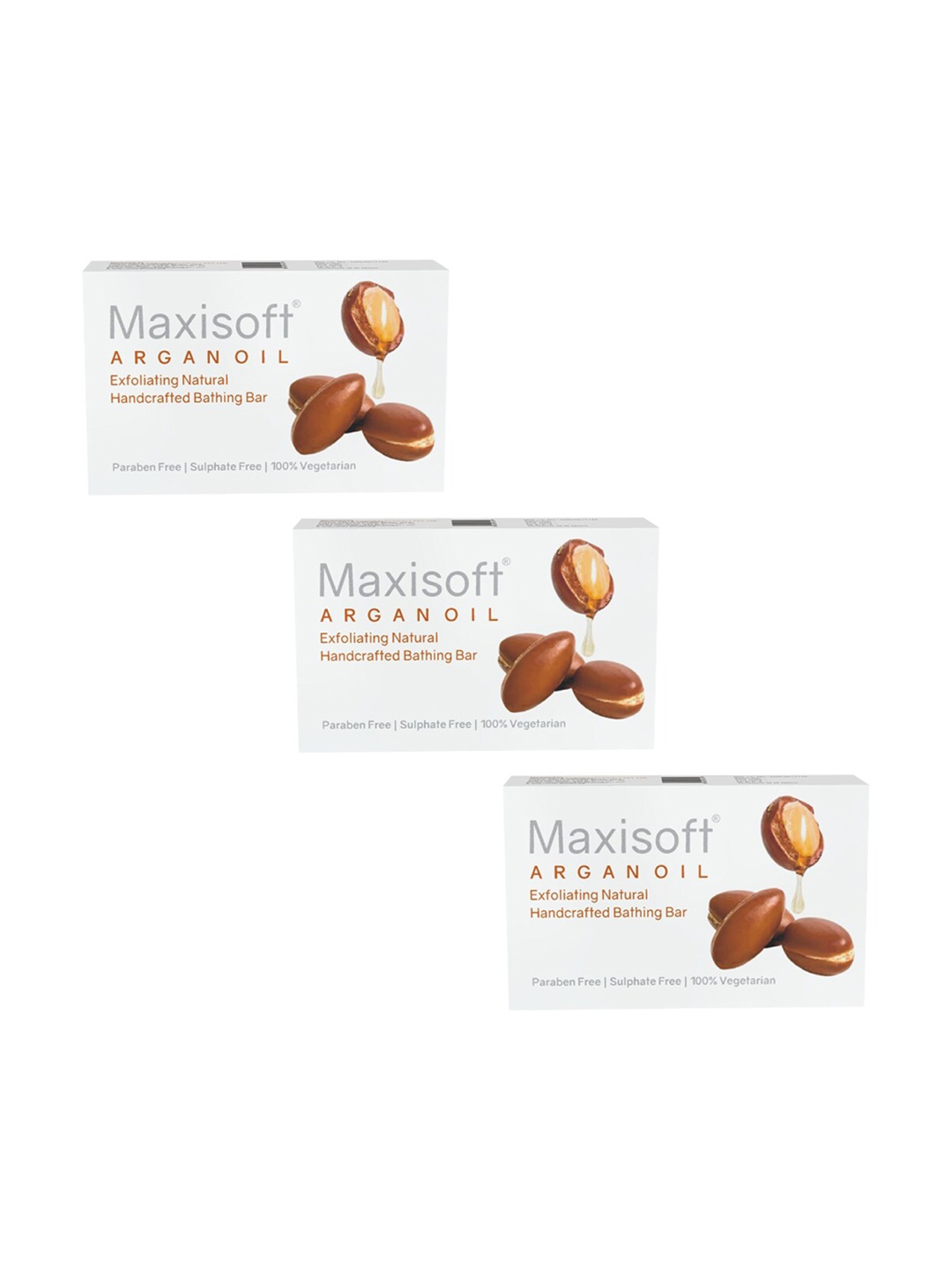 

Maxisoft Set Of 3 Argan Oil Exfoliating Bathing Bar - 75g Each, Na