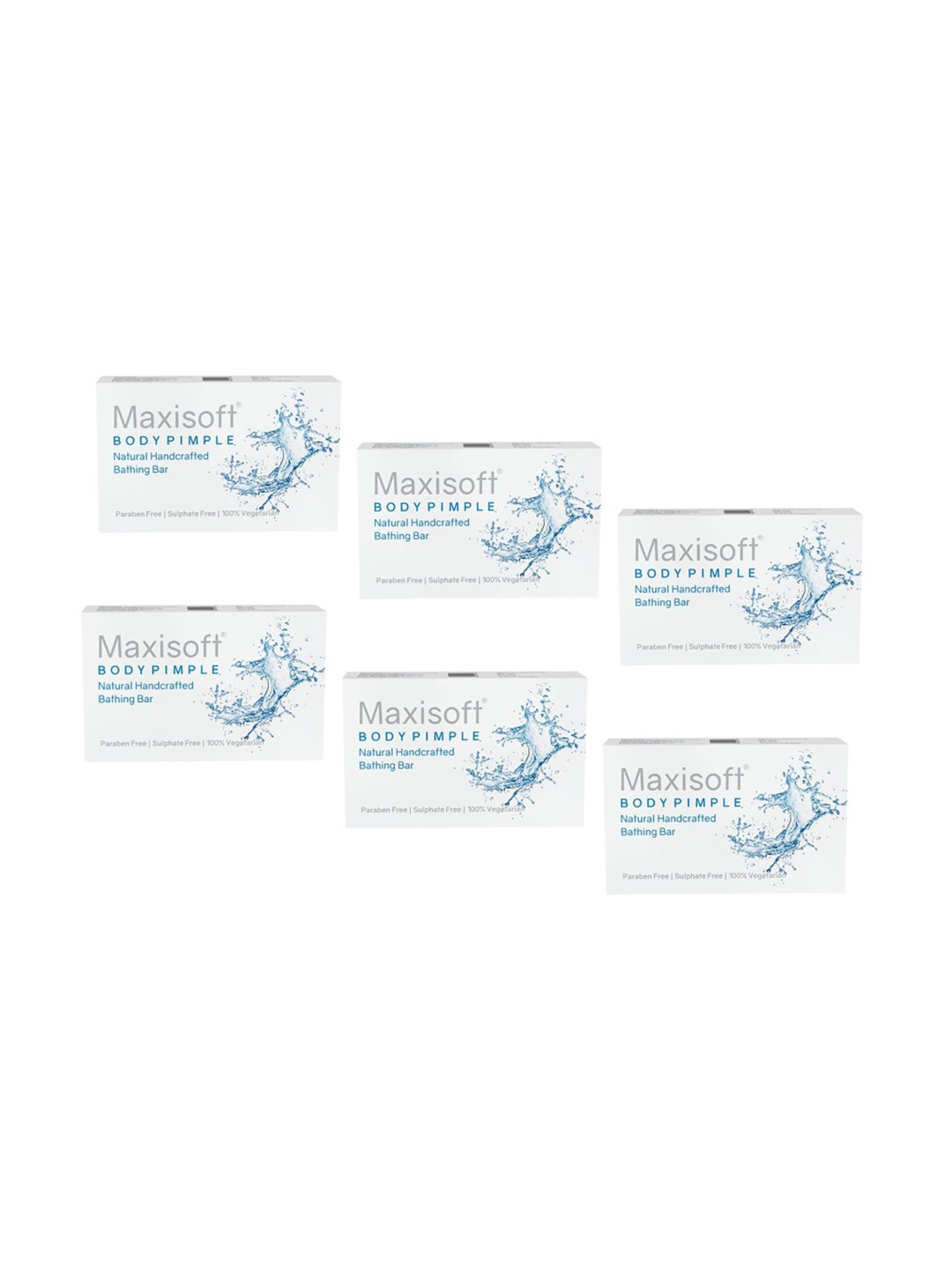 

Maxisoft Set of 6 Body Pimple Natural Handcrafted Bathing Bar with Shea Butter - 75 g each, White