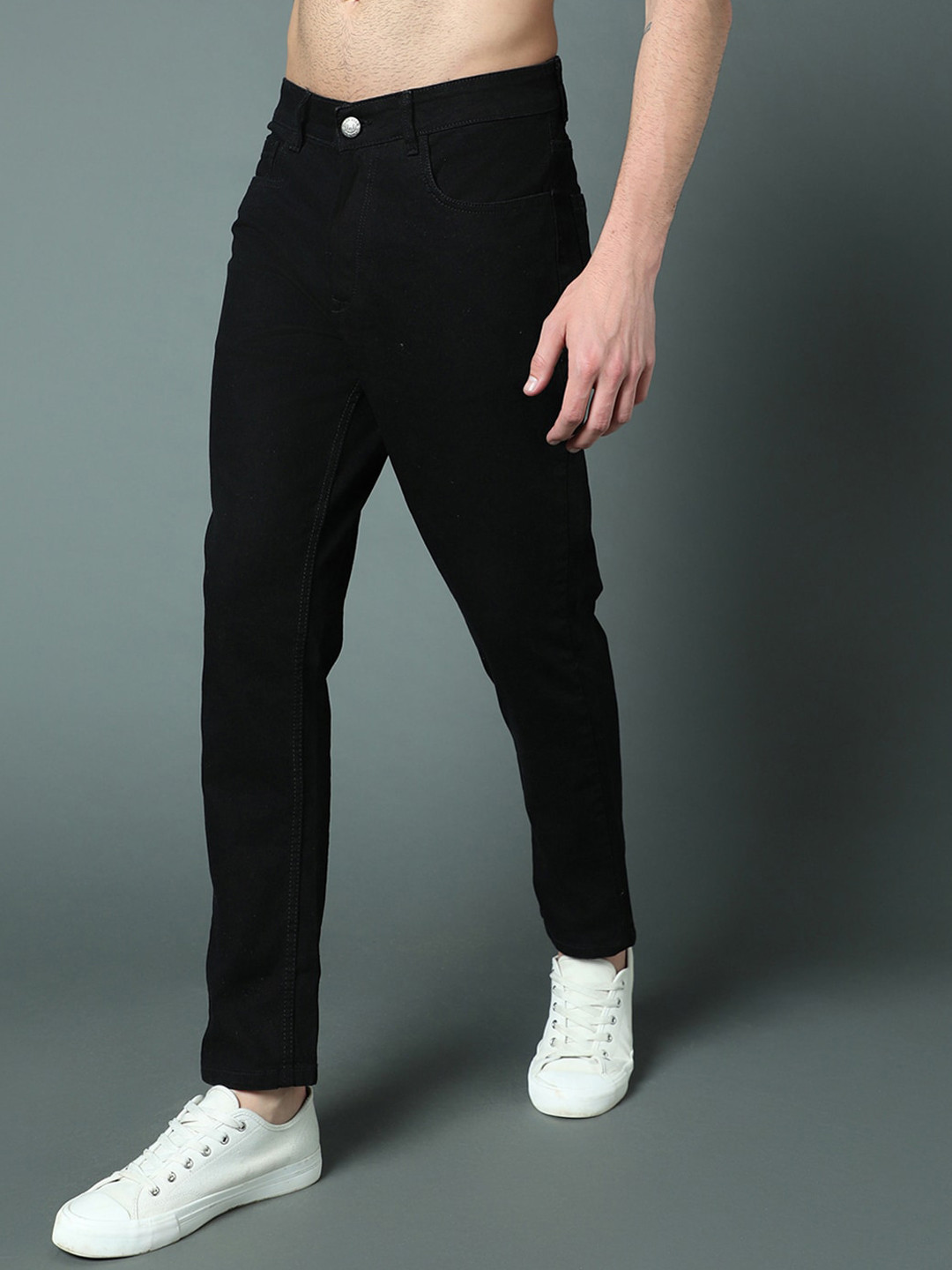 

High Star Men Slim Fit Mid-Rise Stretchable Jeans, Black