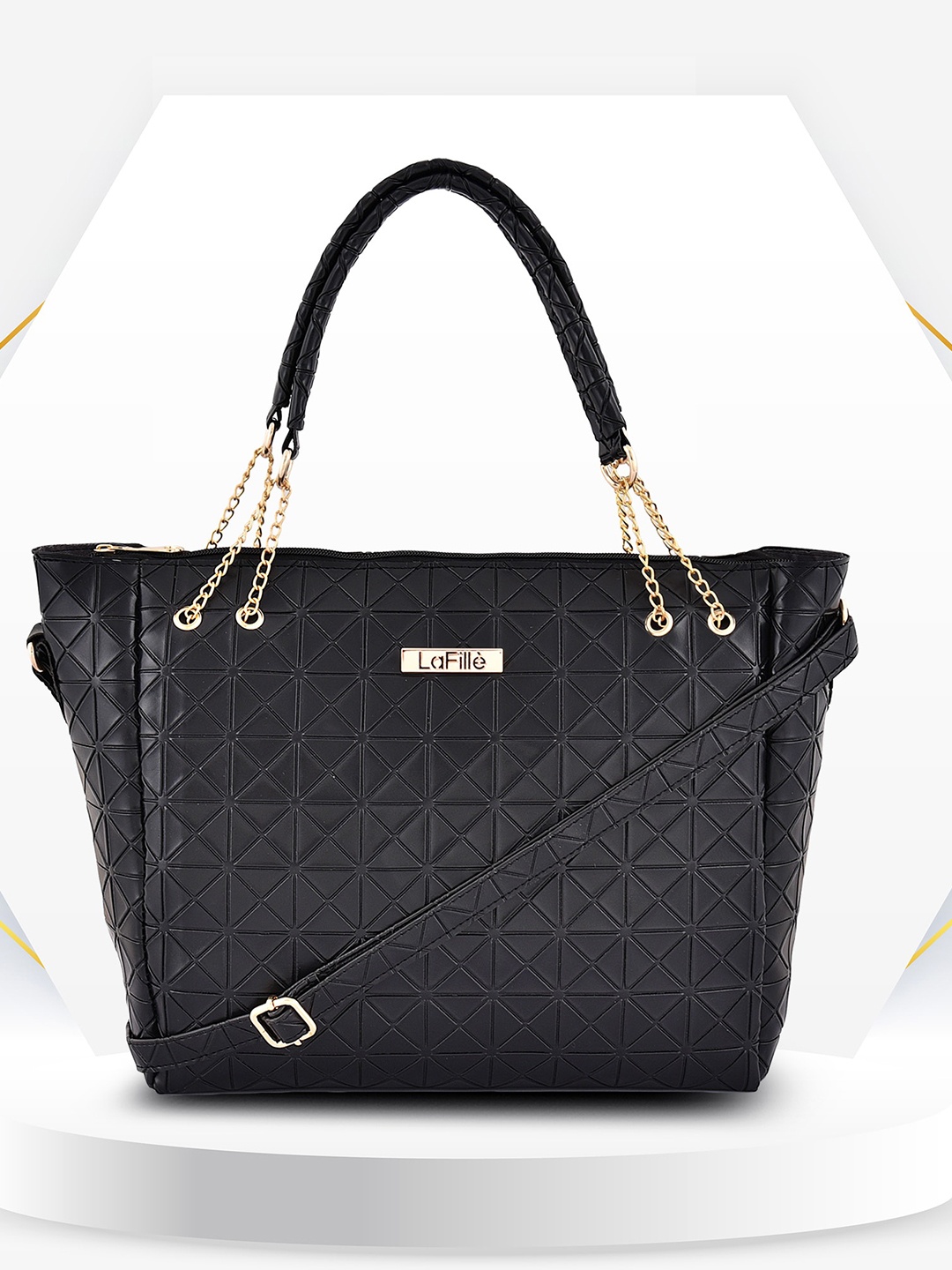 

LaFille Black PU Structured Shoulder Bag with Quilted