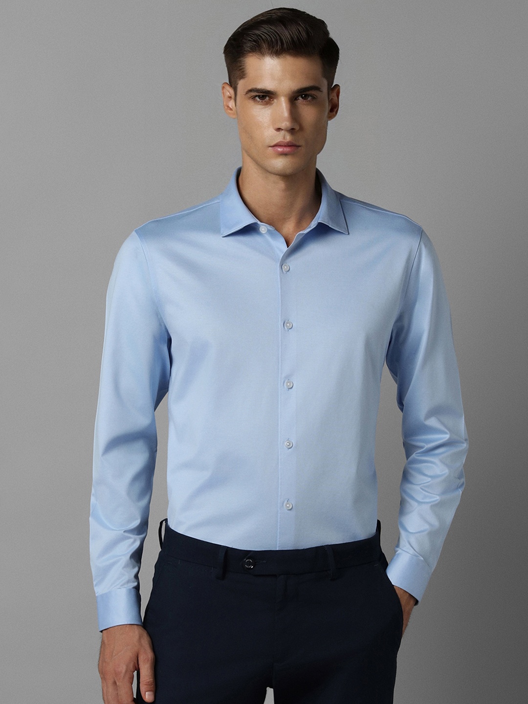 

Louis Philippe Permapress Pure Cotton Wrinkle Free Formal Shirt, Blue