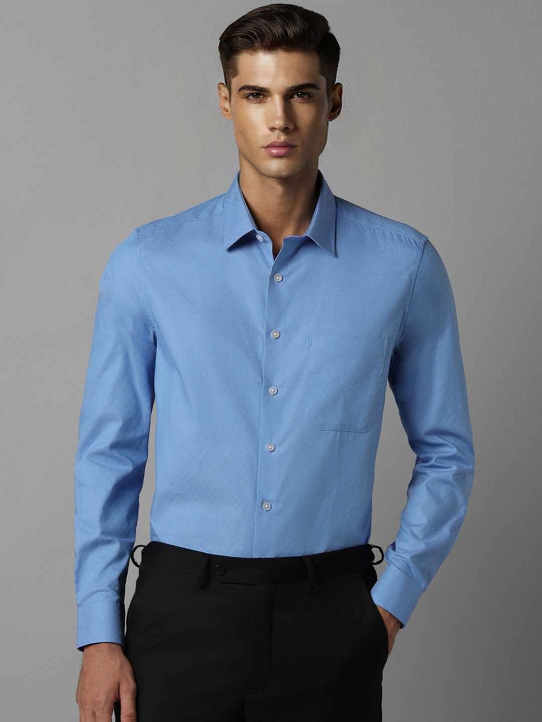 

Louis Philippe Slim Fit Spread Collar Cotton Formal Shirt, Blue