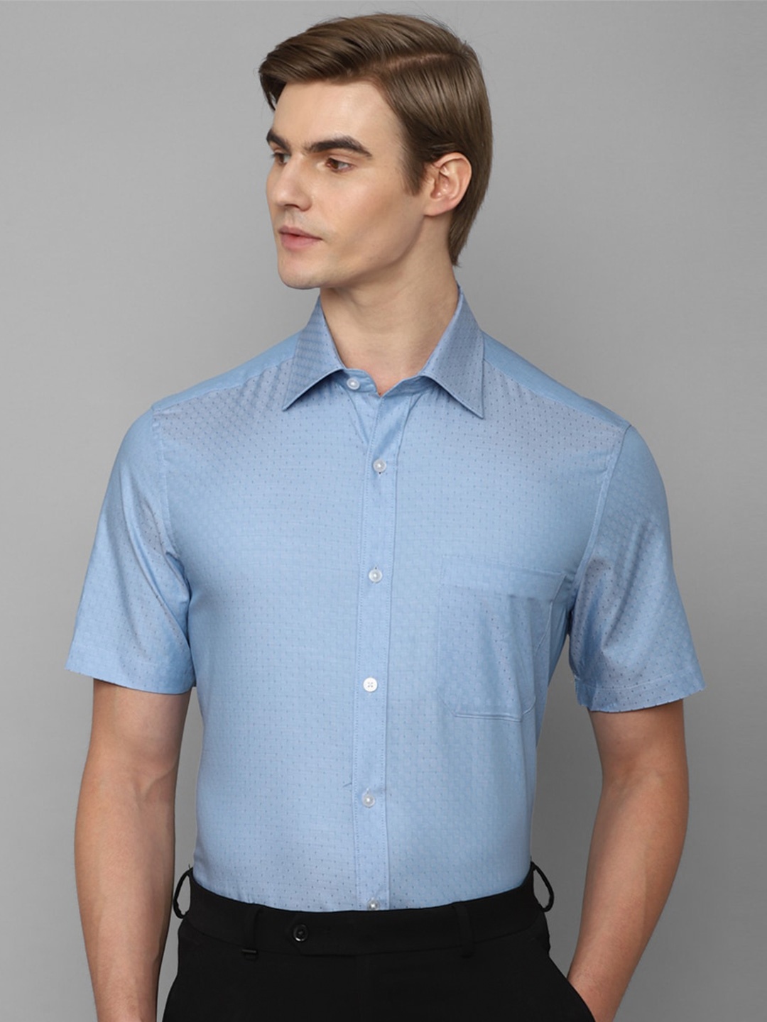 

Louis Philippe Micro Ditsy Printed Pure Cotton Formal Shirt, Blue