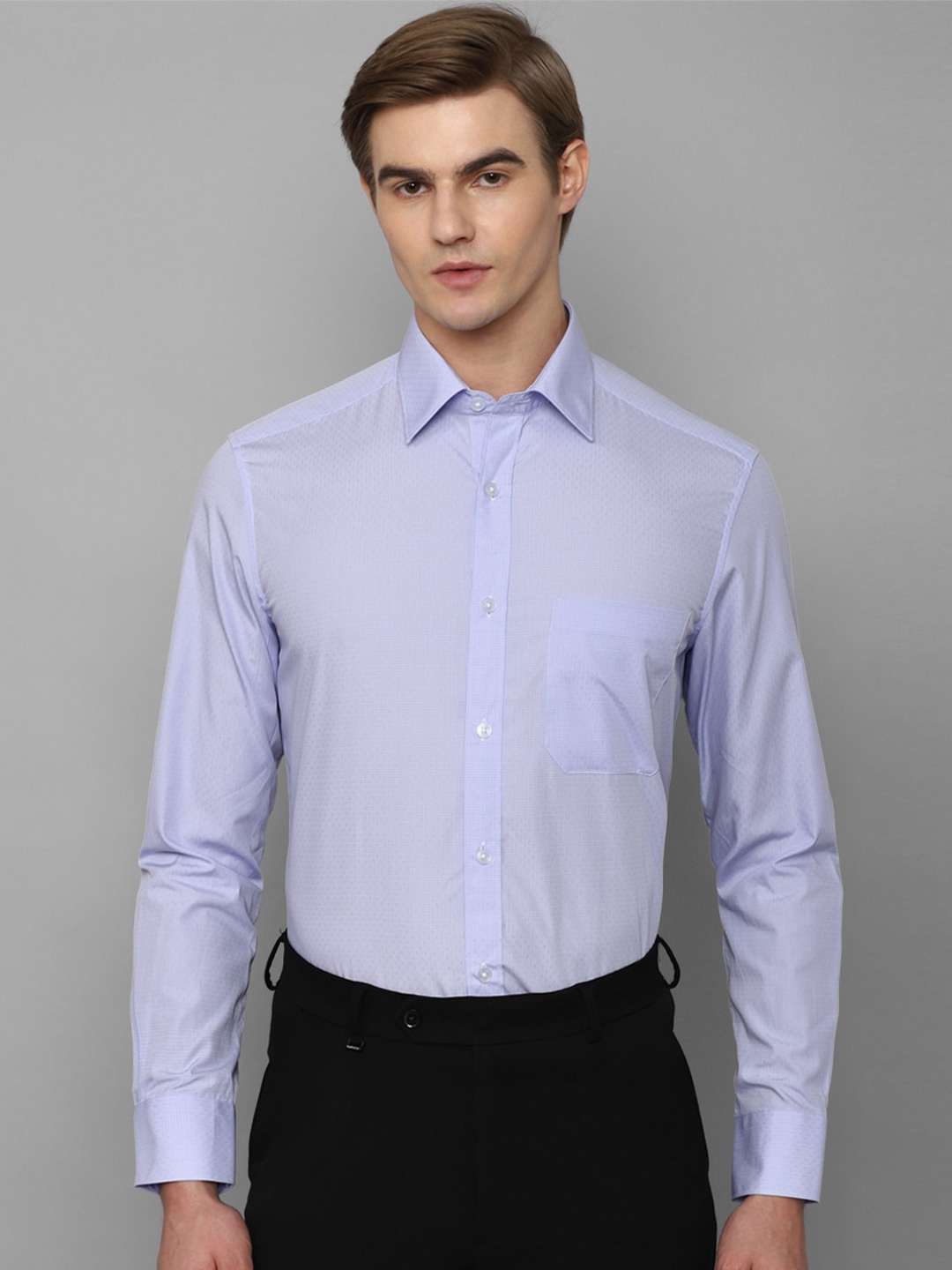 

Louis Philippe Micro Checked Regular Fit Pure Cotton Formal Shirt, Purple