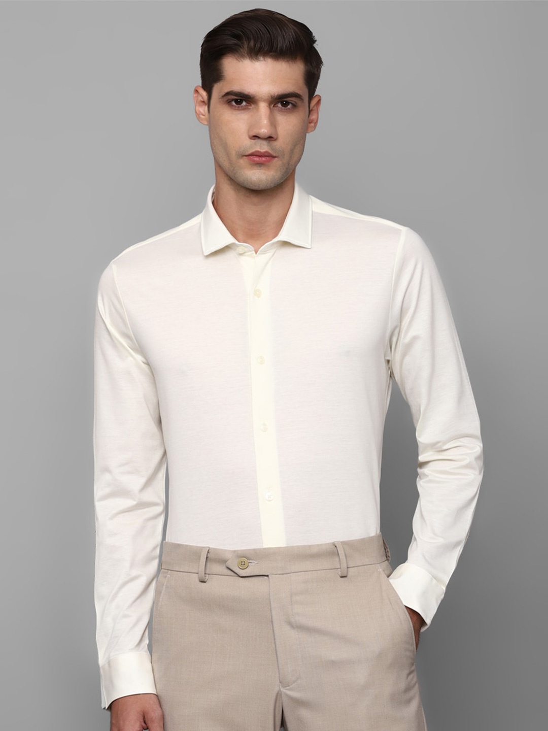 

Louis Philippe Permapress Slim Fit Pure Cotton Wrinkle Free Formal Shirt, Cream