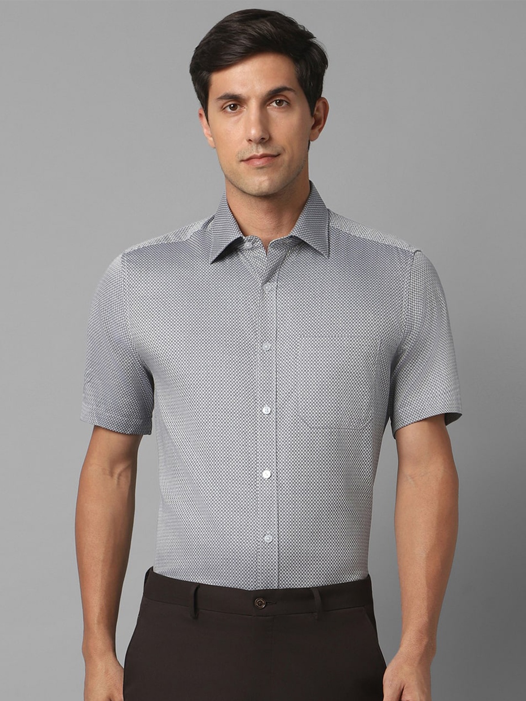 

Louis Philippe Self Design Opaque Regular Fit Cotton Formal Shirt, Grey