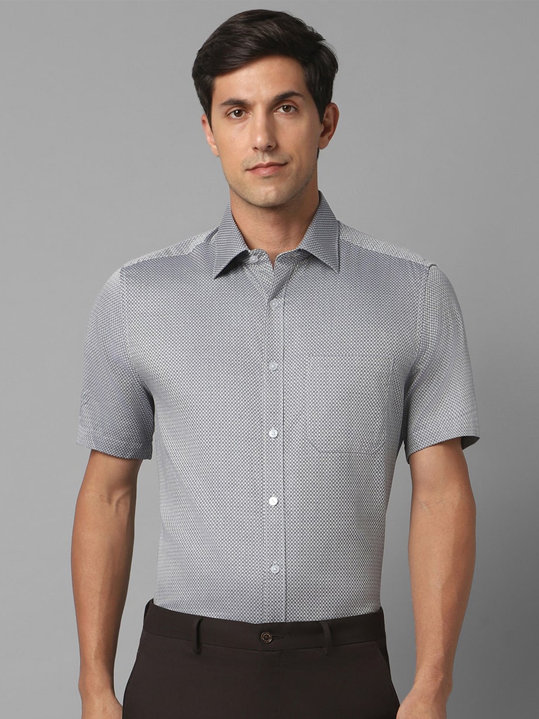 

Louis Philippe Self Design Opaque Regular Fit Cotton Formal Shirt, Grey
