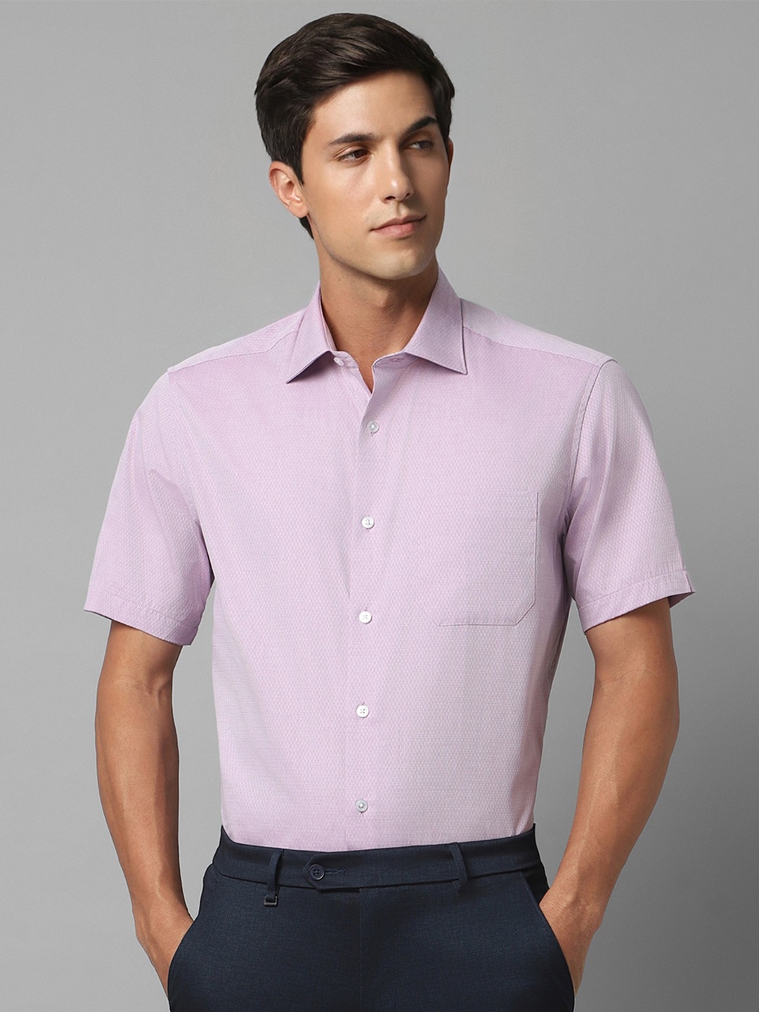 

Louis Philippe Spread Collar Cotton Formal Shirt, Purple