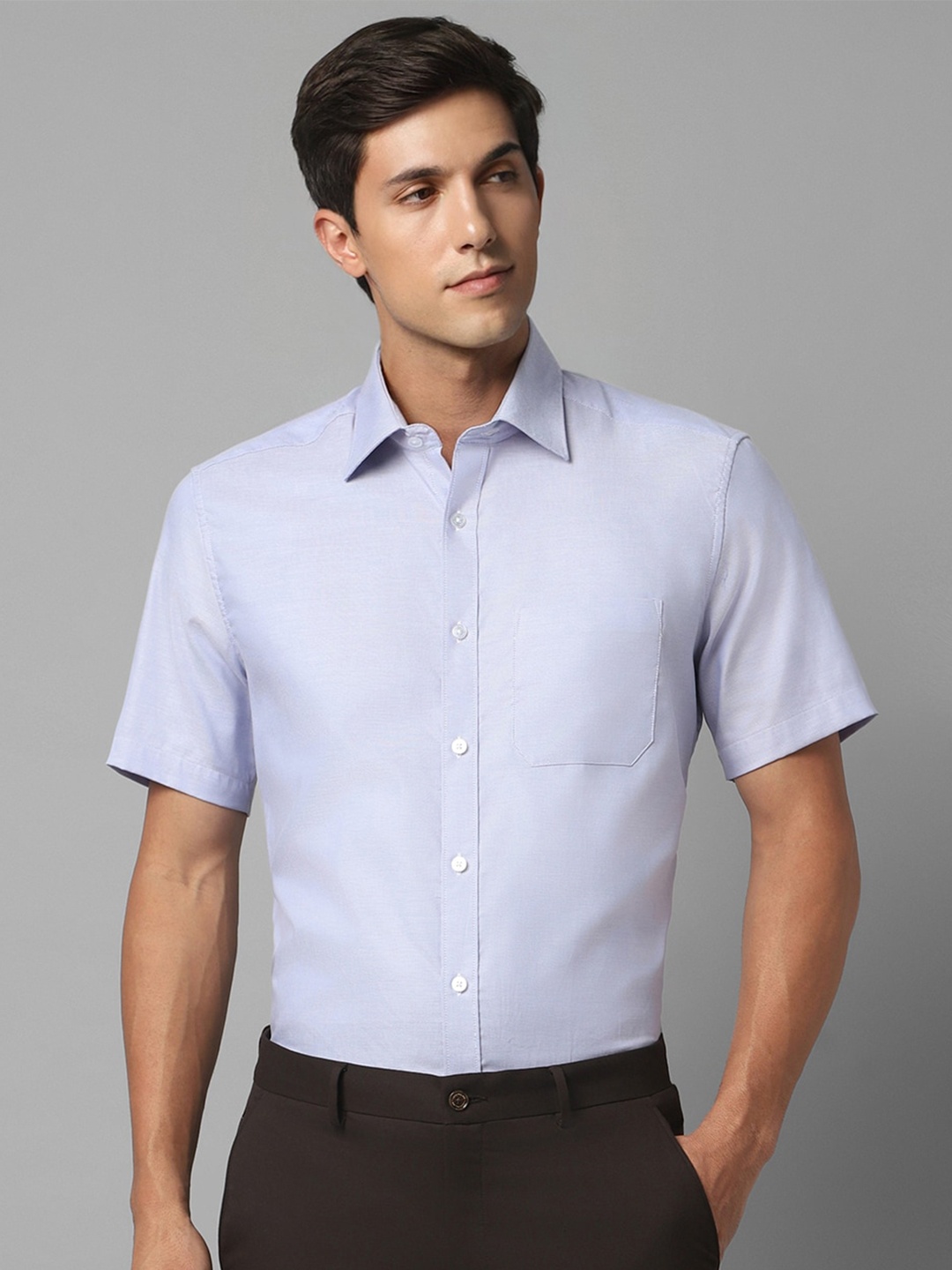 

Louis Philippe Spread Collar Cotton Formal Shirt, Blue