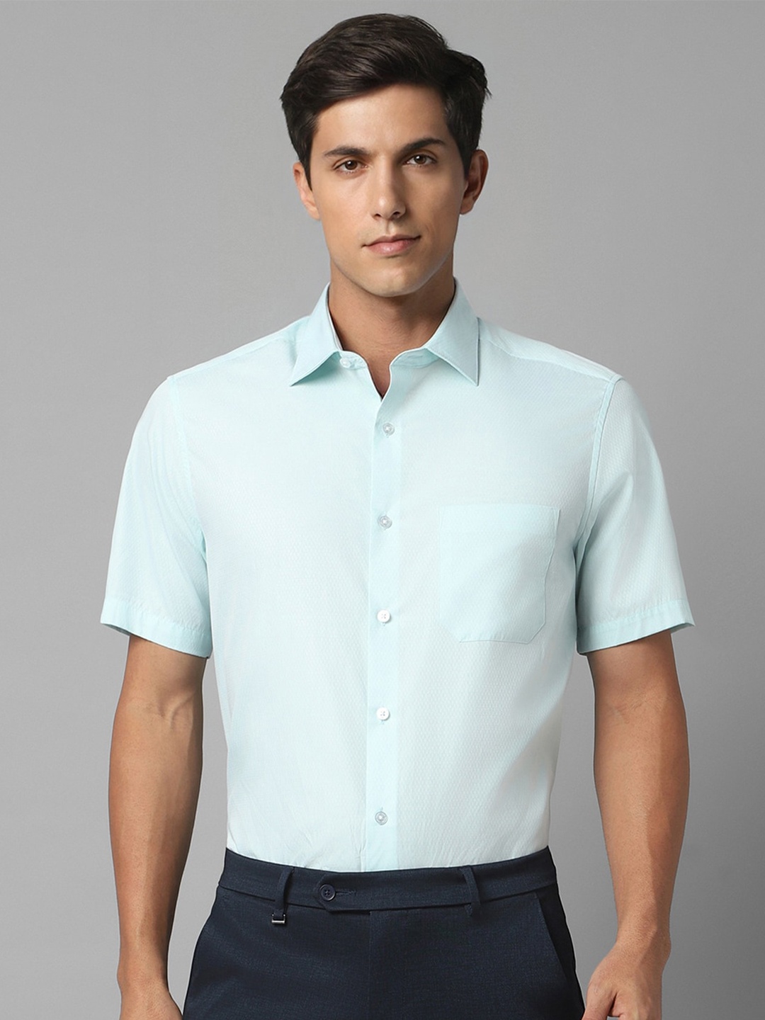 

Louis Philippe Spread Collar Cotton Formal Shirt, Blue
