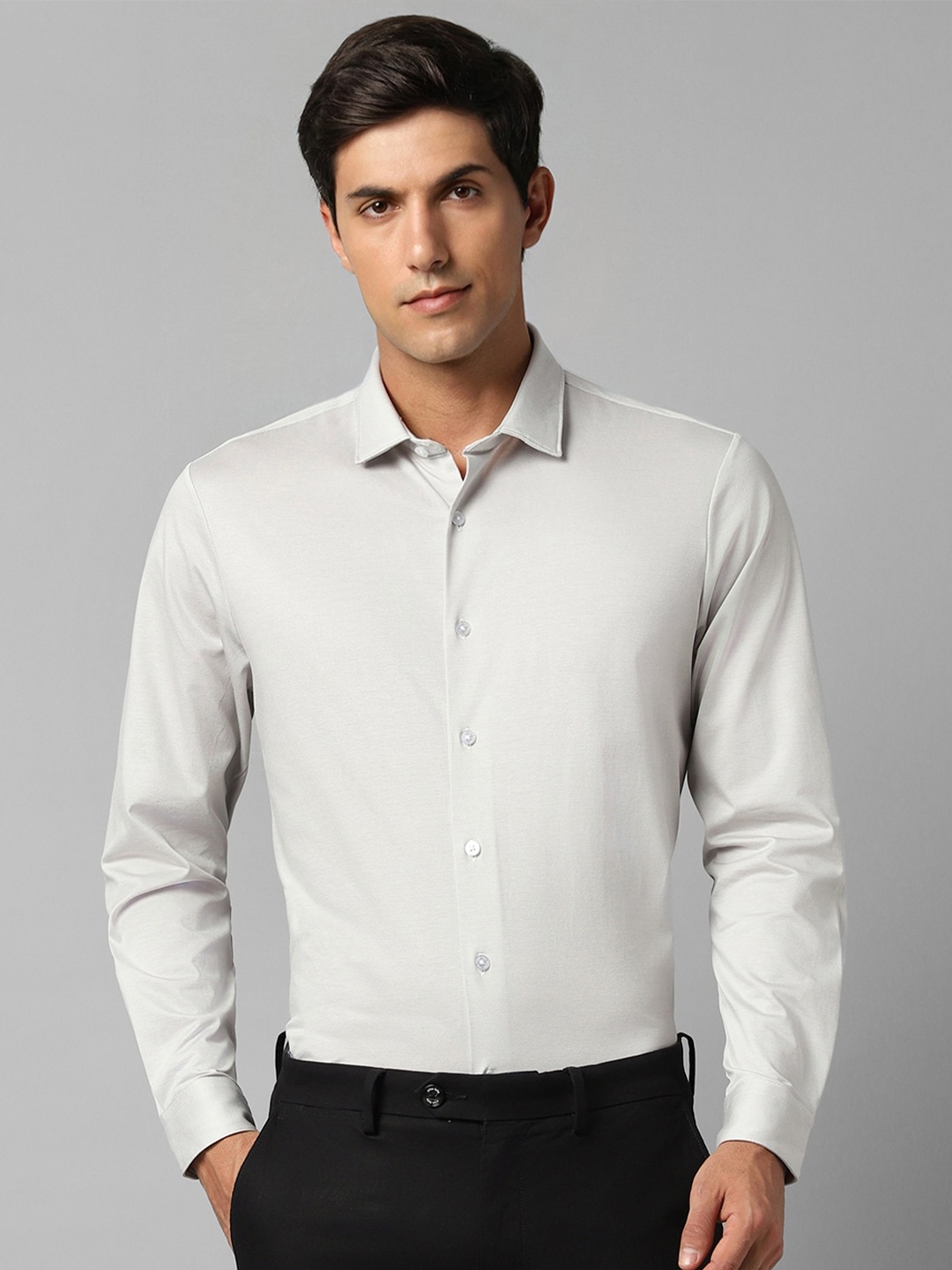 

Louis Philippe Permapress Slim Fit Pure Cotton Wrinkle Free Formal Shirt, Grey