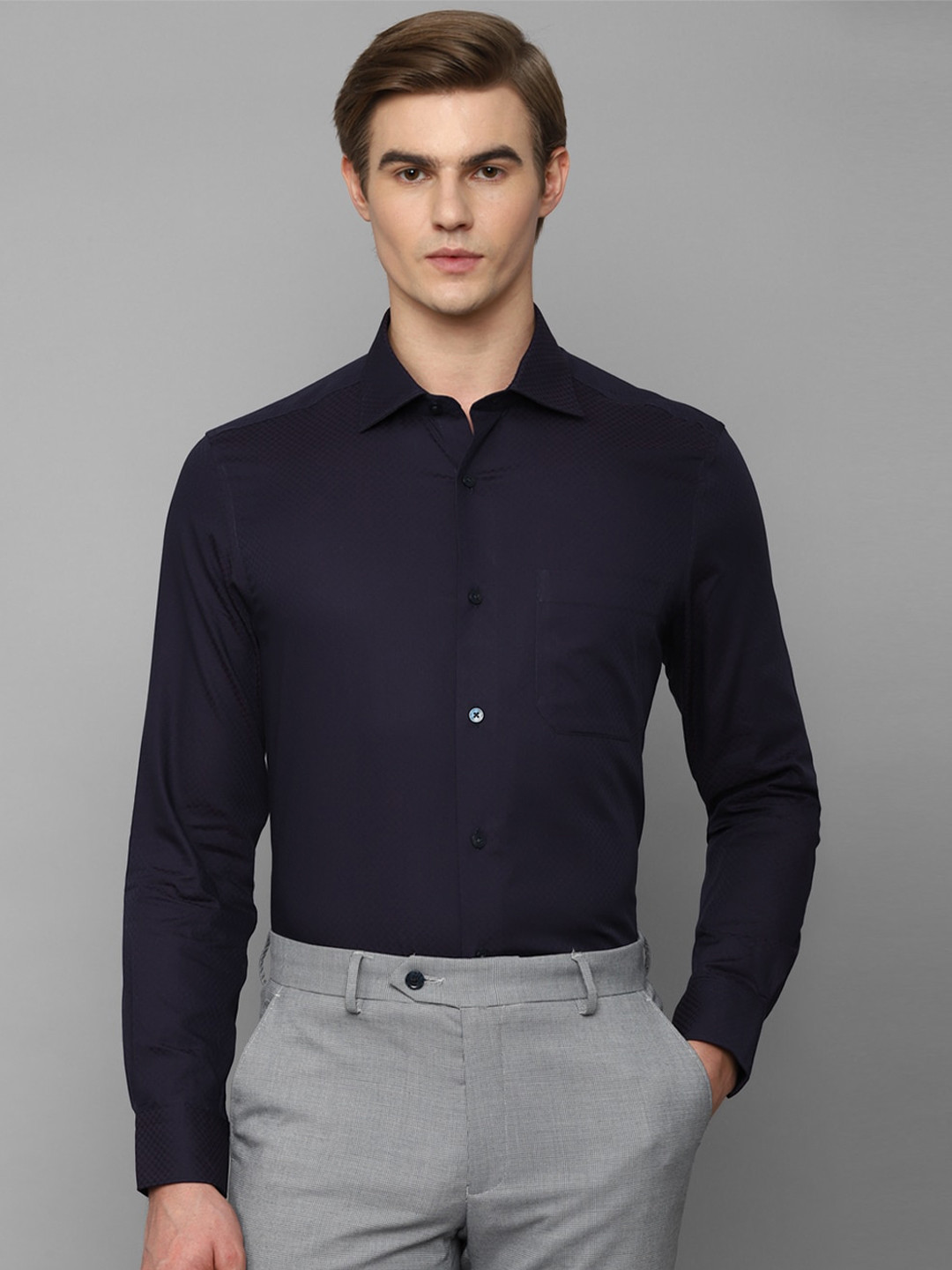 

Louis Philippe Spread Collar Cotton Formal Shirt, Purple