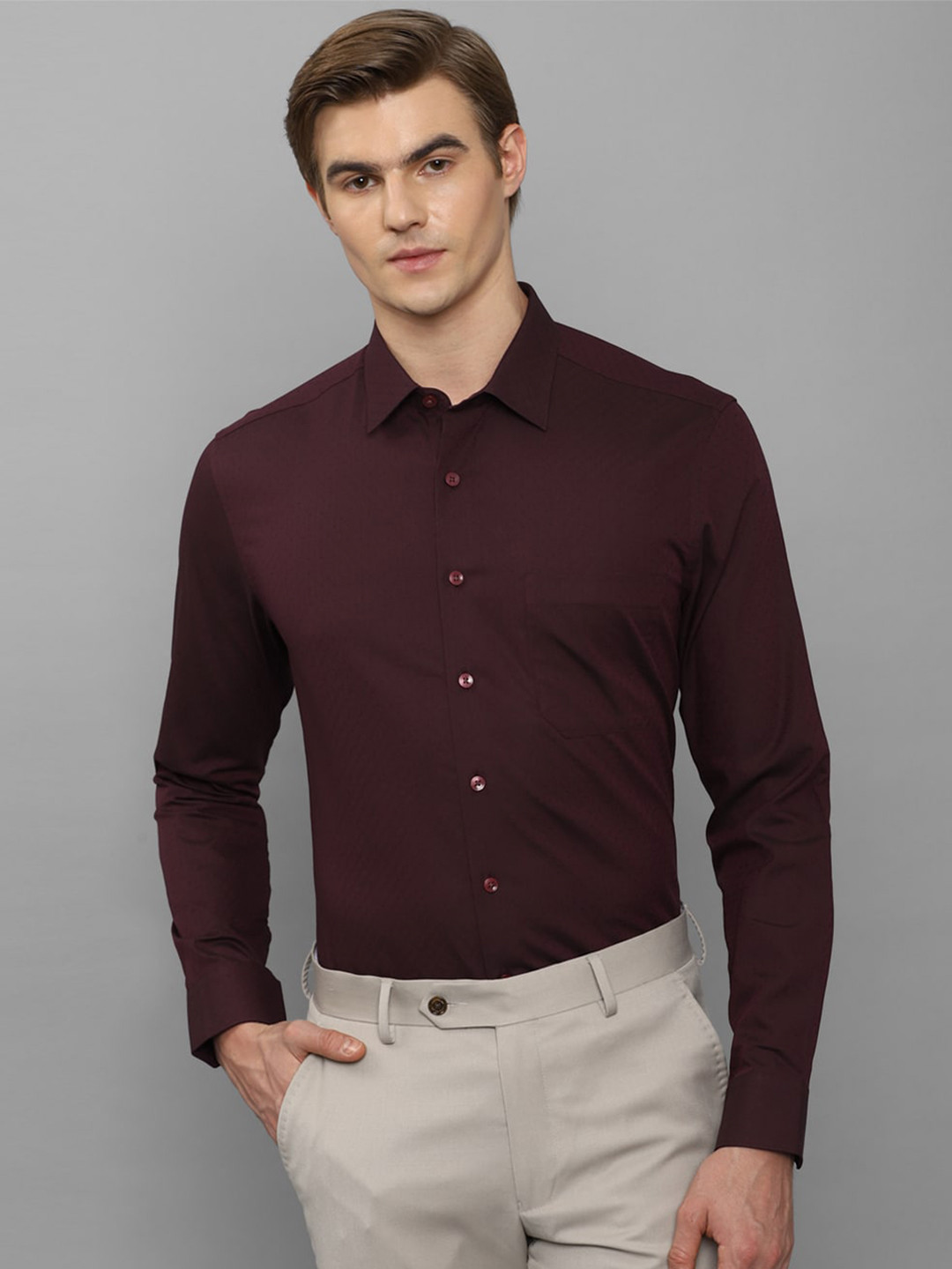 

Louis Philippe Slim Fit Pure Cotton Formal Shirt, Maroon