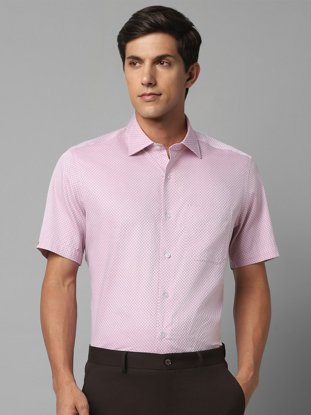 

Louis Philippe Gods & Kings Micro Ditsy Printed Giza Cotton Formal Shirt, Pink