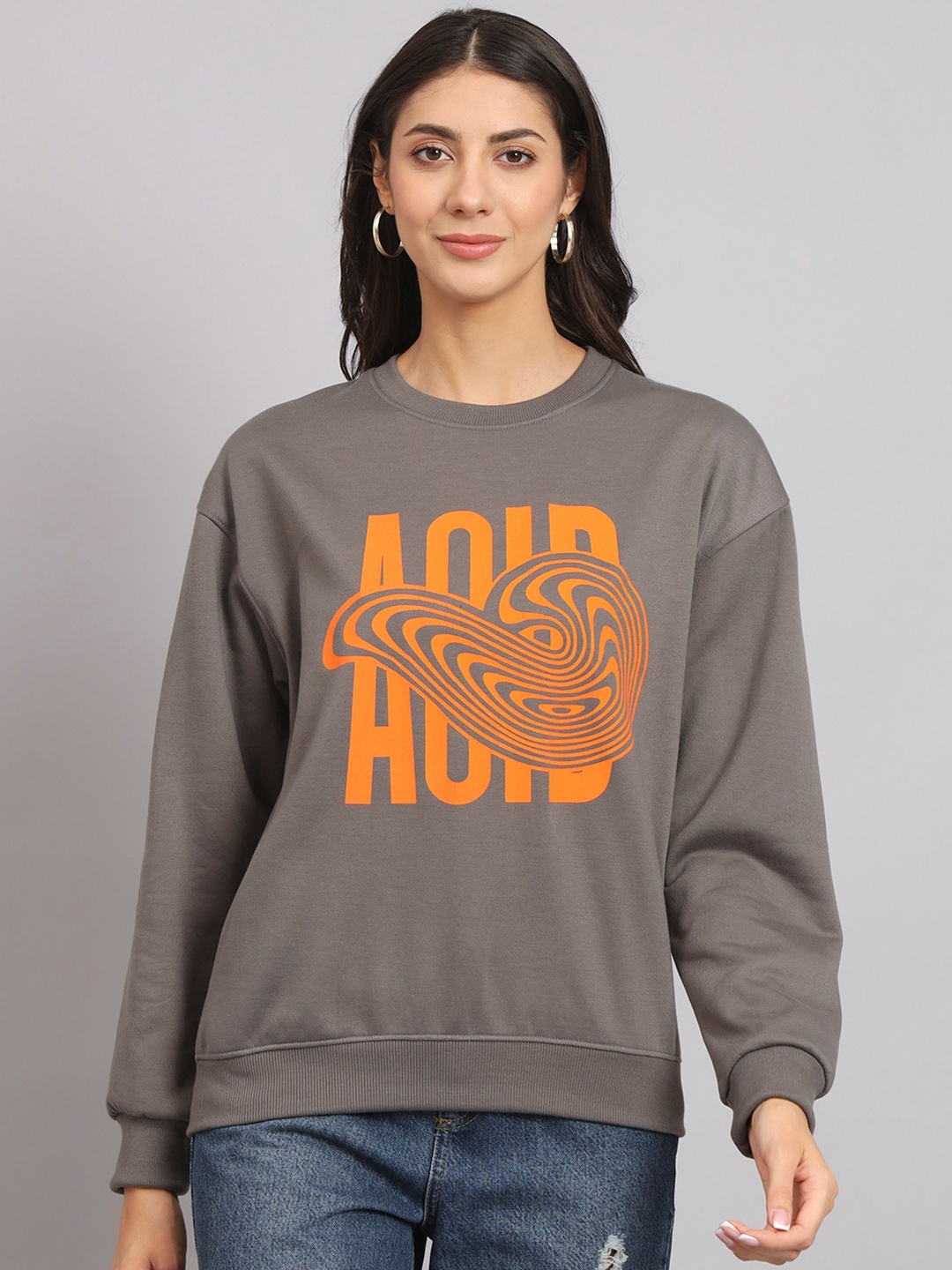 

Obaan Typography Printed Sweatshirt, Grey