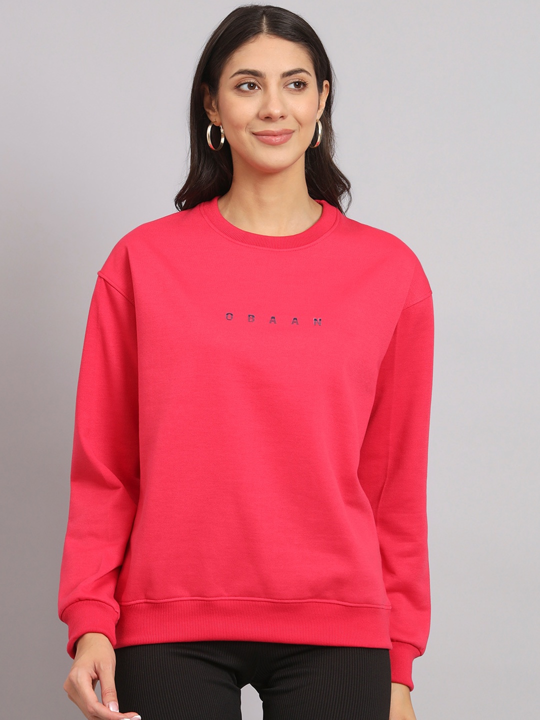 

Obaan Round Neck Cotton Sweatshirt, Pink