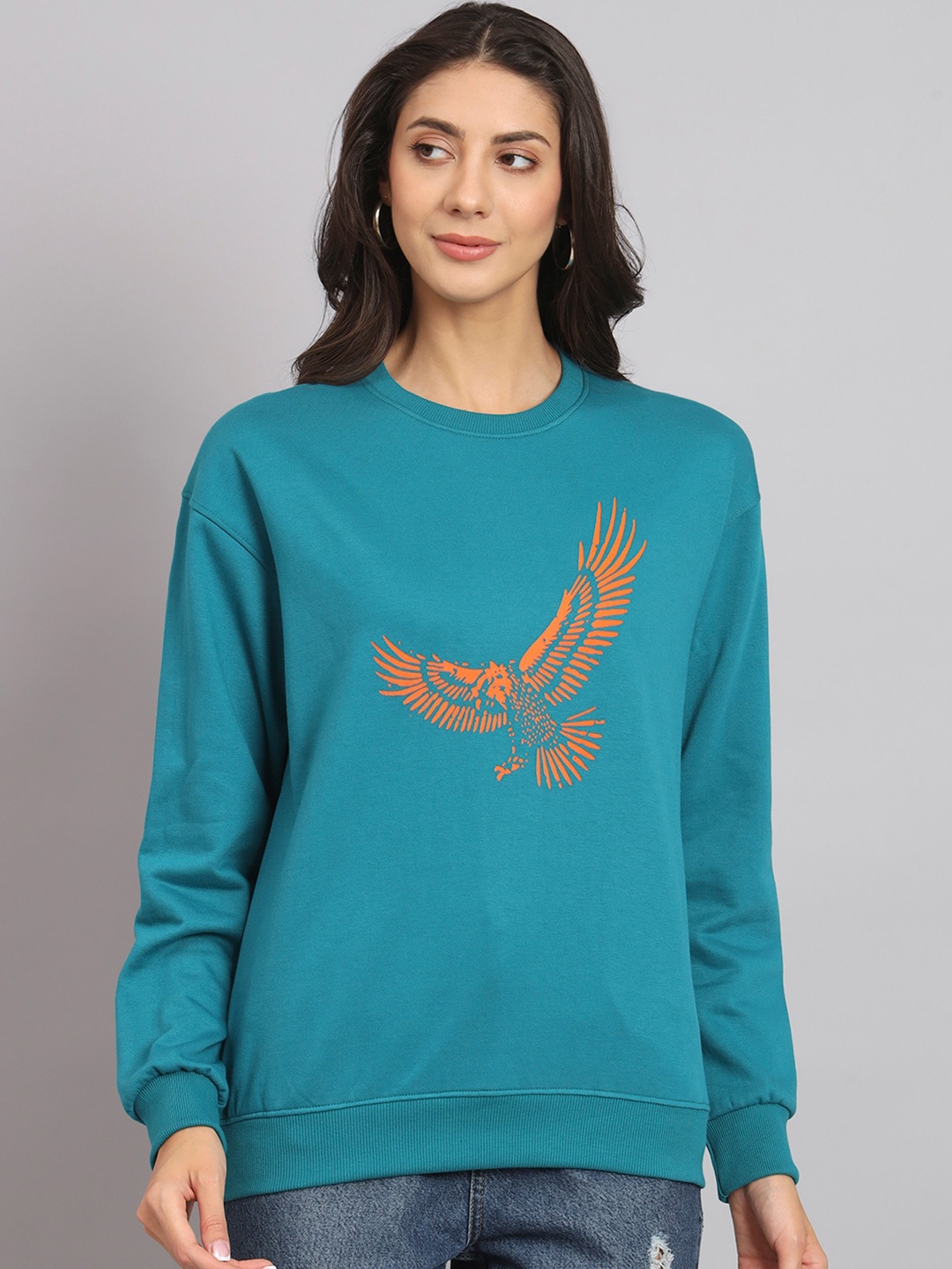 

Obaan Graphic Printed Sweatshirt, Teal