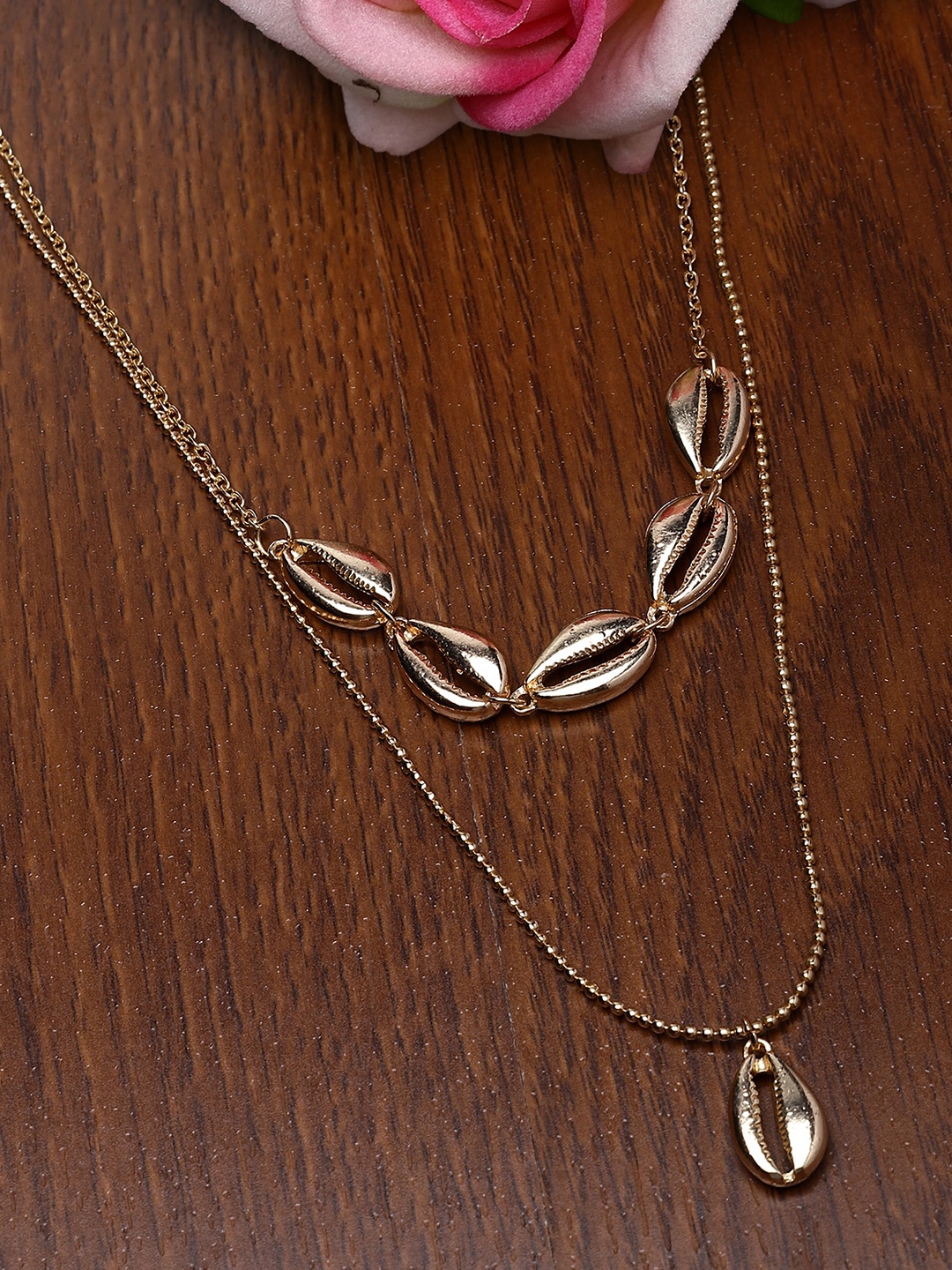 

KARATCART Gold-Plated Cowrie Shell Layered Chain