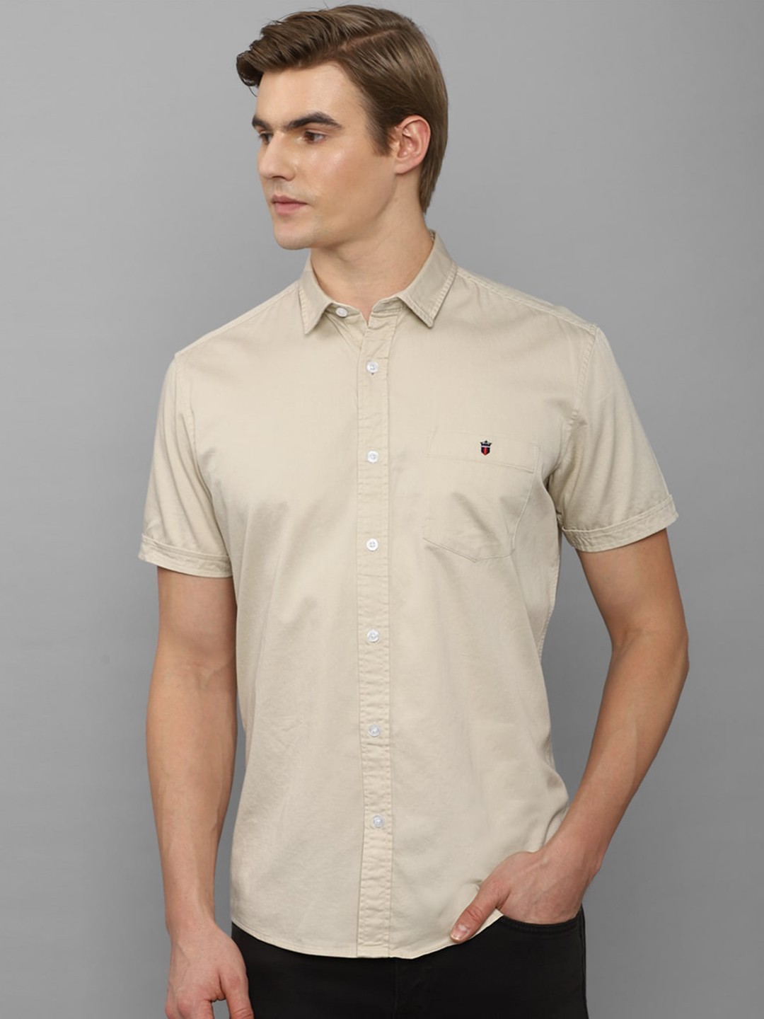

Louis Philippe Jeans Slim Fit Cotton Casual Shirt, Beige