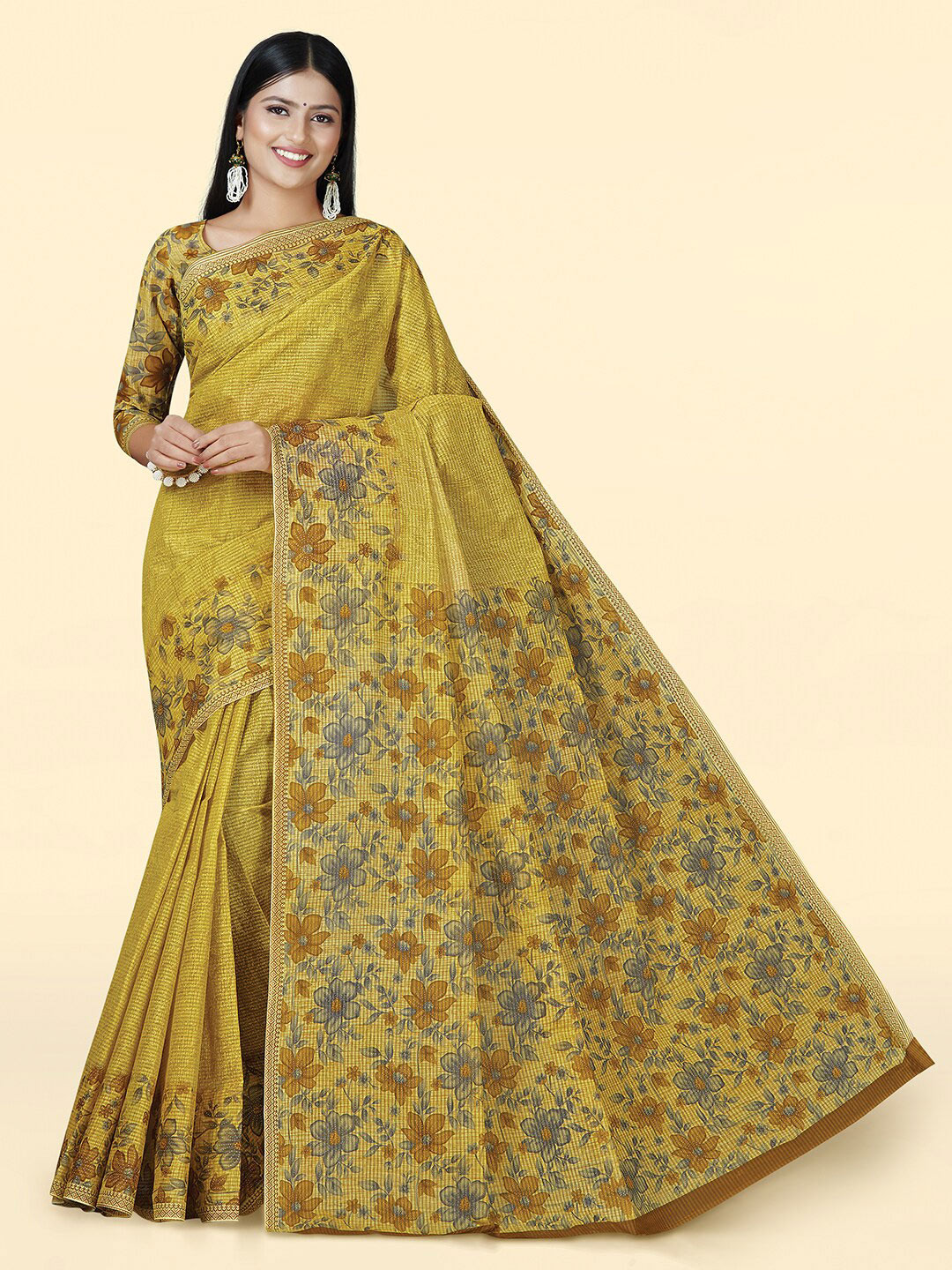 

SHANVIKA Striped Pure Cotton Saree, Yellow