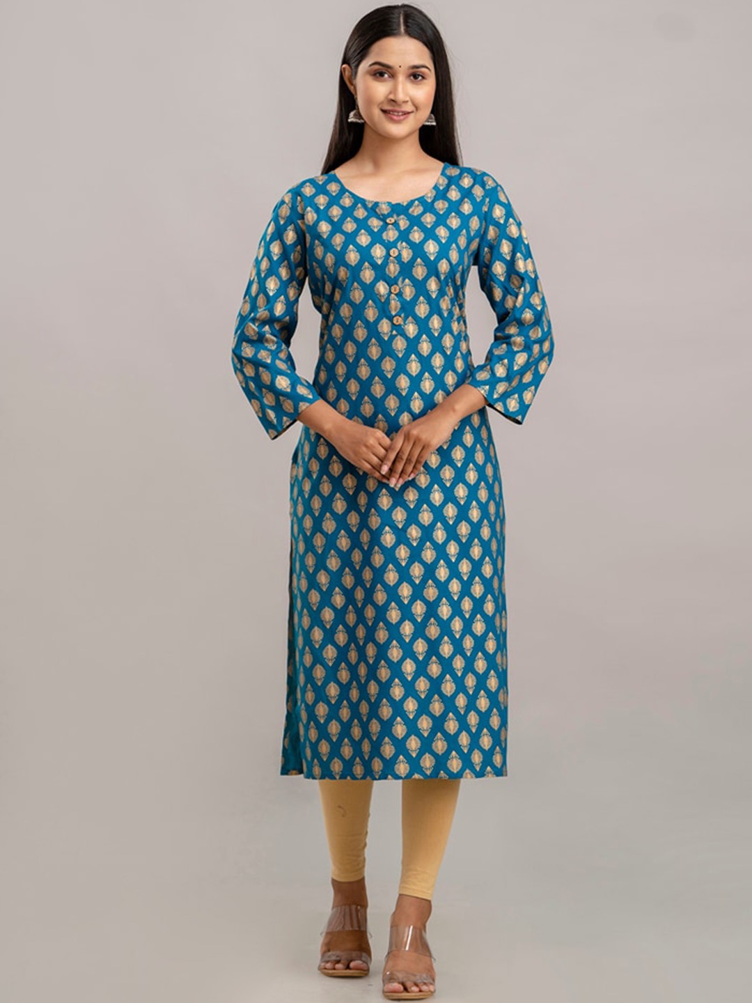 

CKM Ethnic Motifs Printed Straight Kurta, Blue