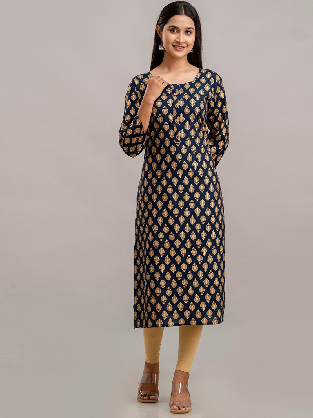 

CKM Ethnic Motifs Printed Straight Kurta, Blue