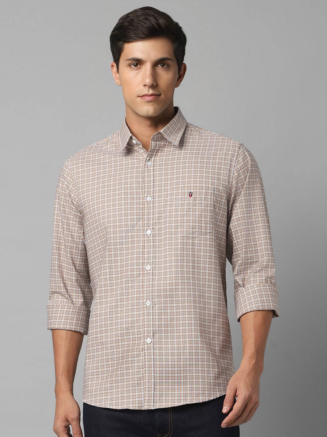 

Louis Philippe Sport Checked Pure Cotton Shirt, Beige