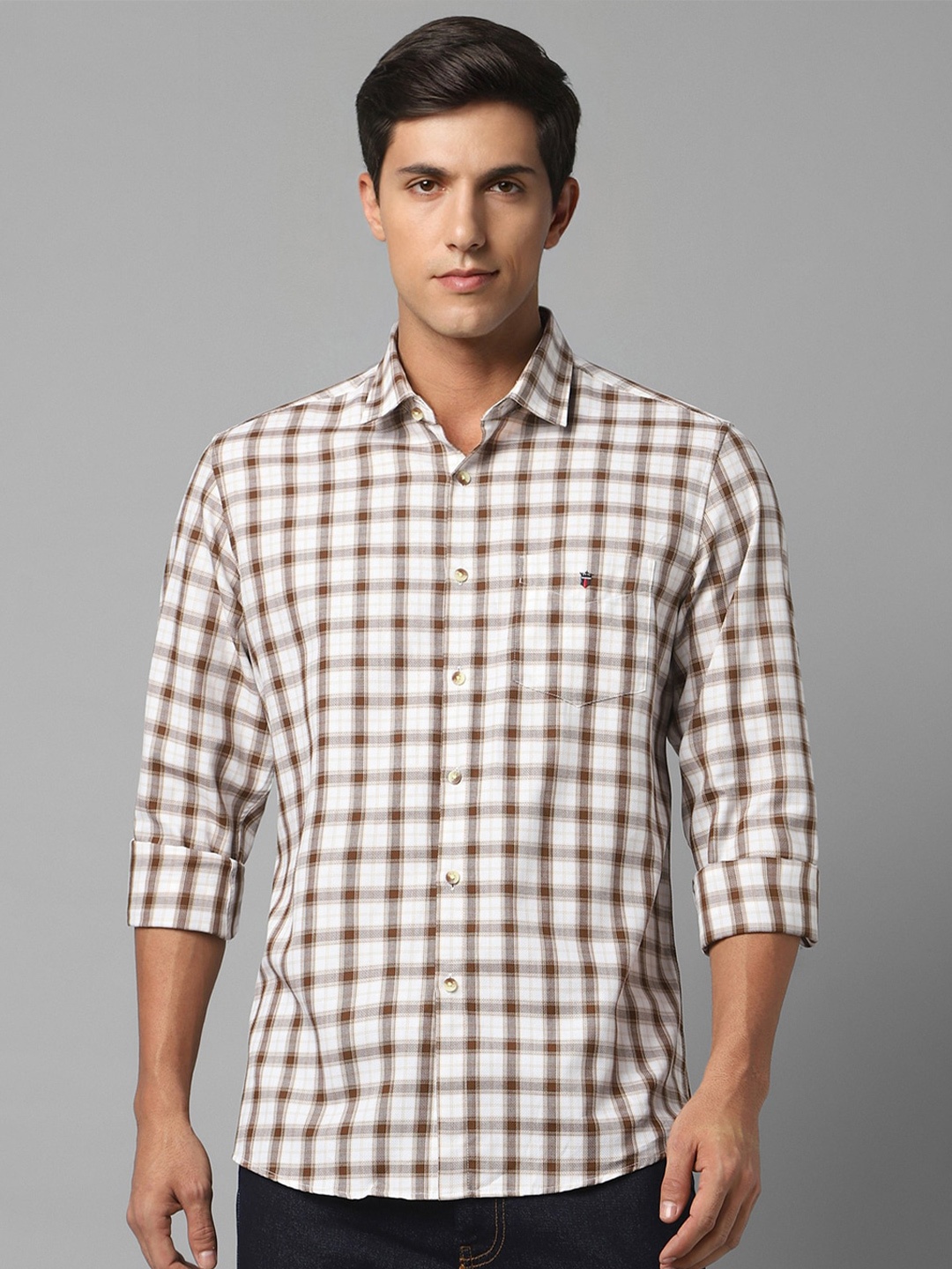 

Louis Philippe Sport Slim Fit Tartan Checks Pure Cotton Casual Shirt, White