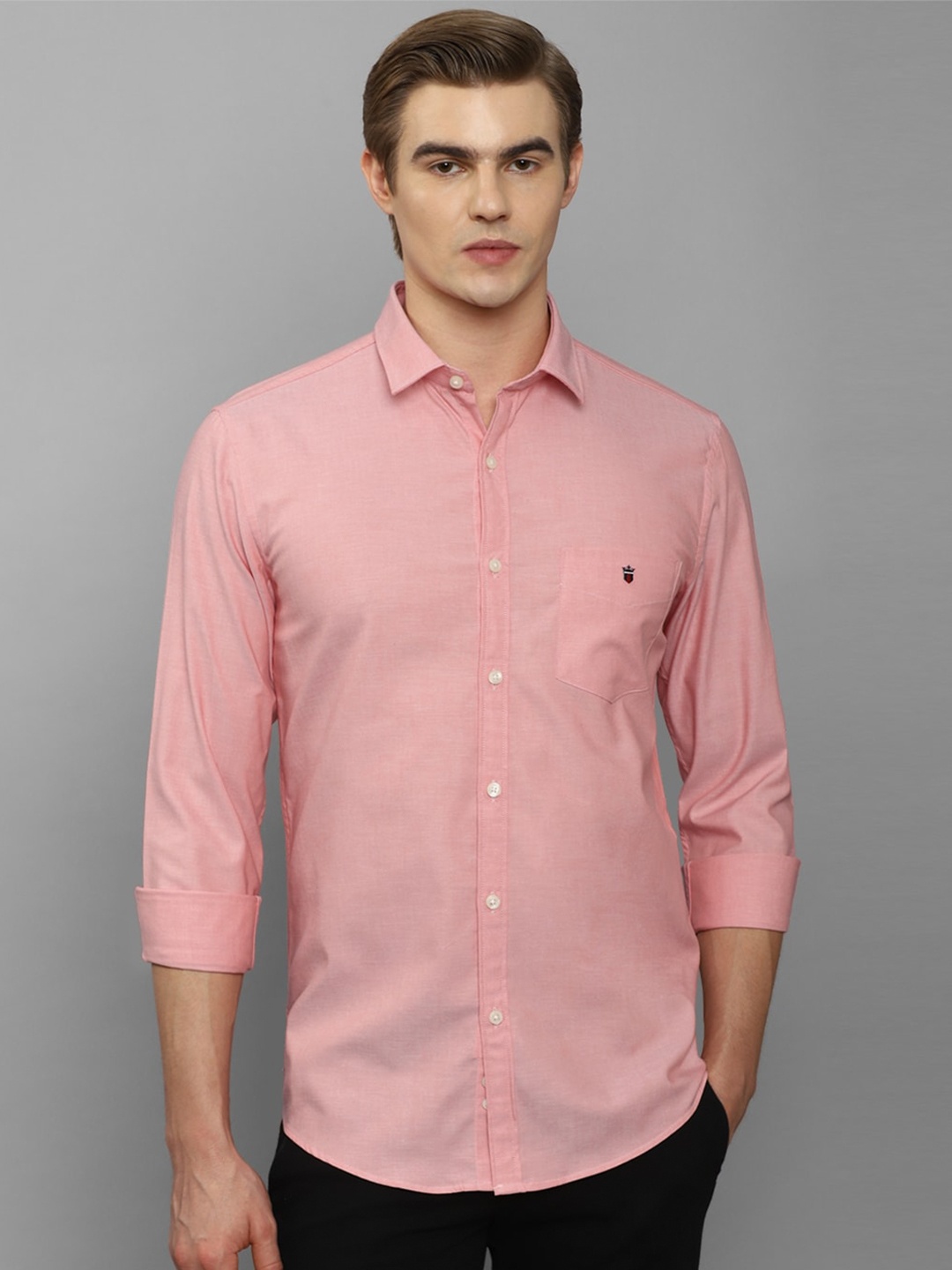 Louis Philippe Sport Slim Fit Opaque Pure Cotton Casual Shirt, Pink