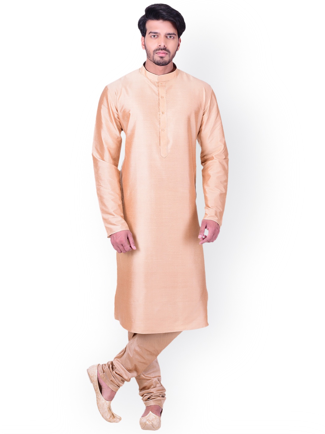 

Manyavar Men Beige Self Design Kurta with Churidar