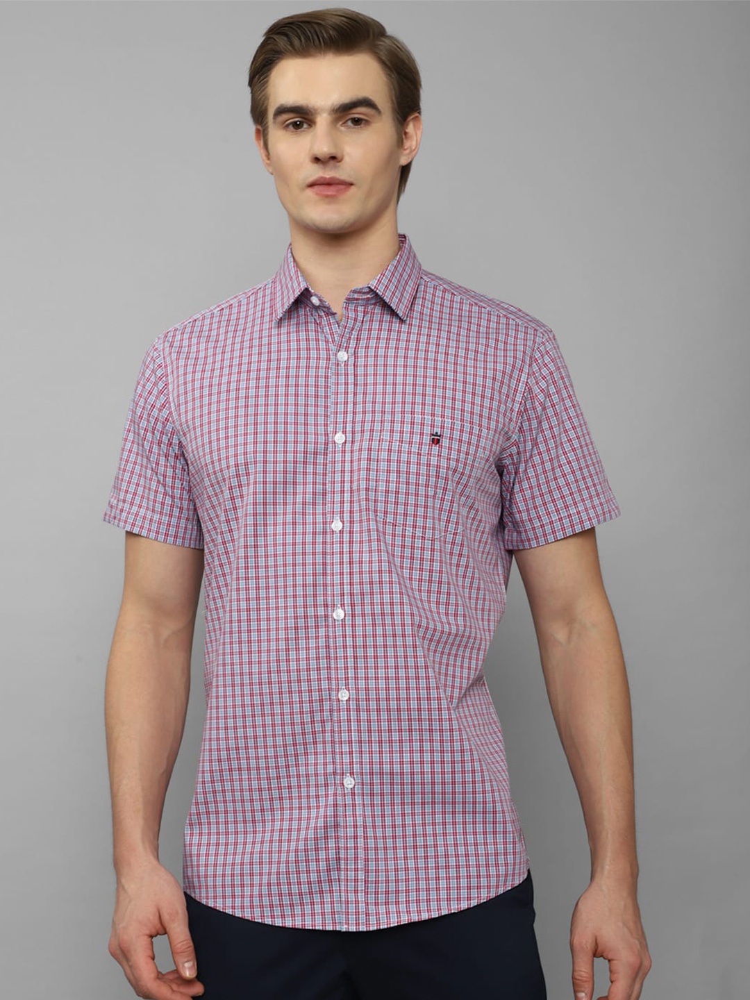 

Louis Philippe Sport Gingham Checked Slim Fit Opaque Cotton Casual Shirt, Purple