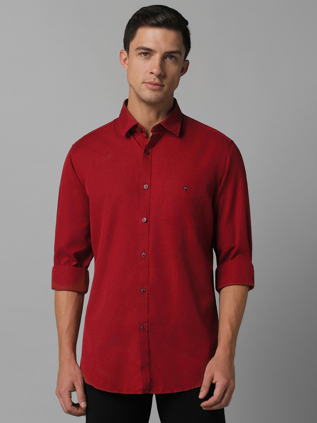 

Louis Philippe Sport Spread Collar Pure Cotton Casual Shirt, Red